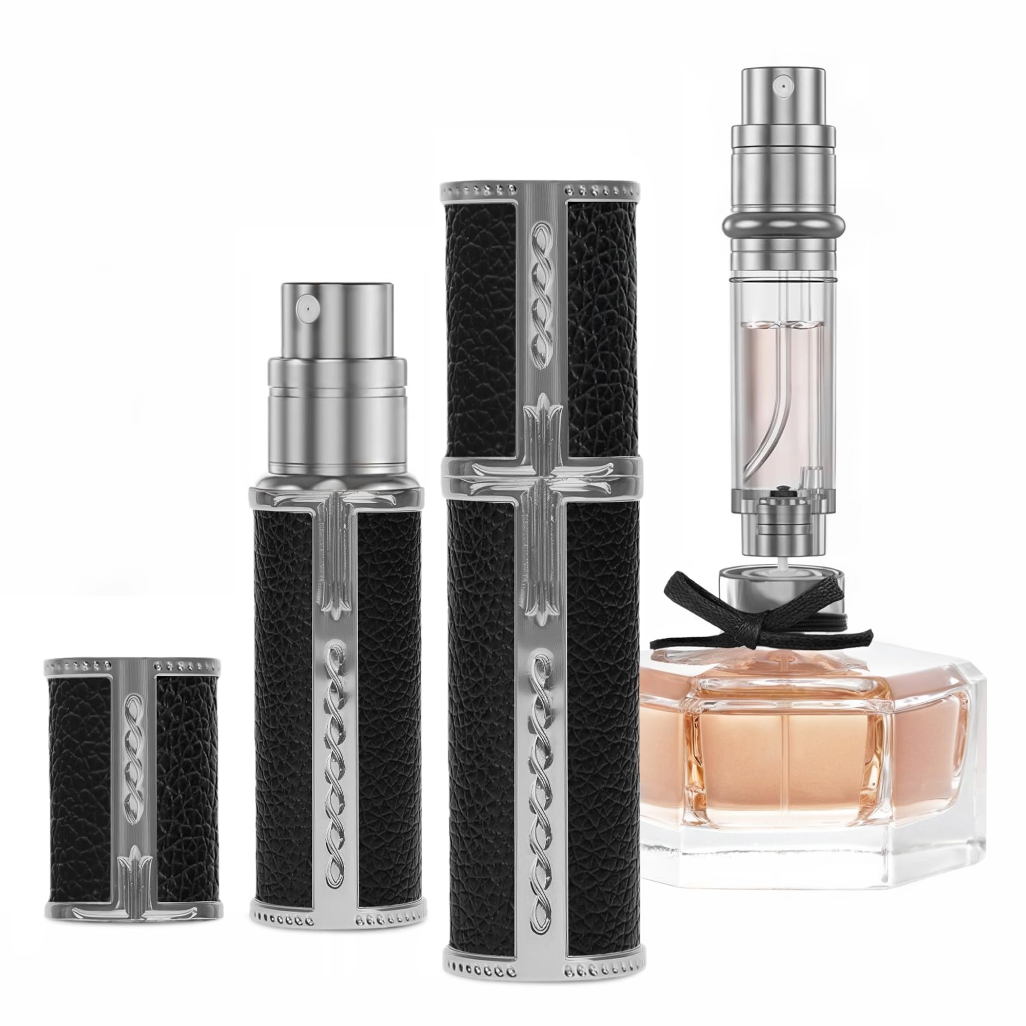 Botella de perfume de 5 ml, dispensador recargable de cuero AG00, GF00BKS, 0.2 Ounces
