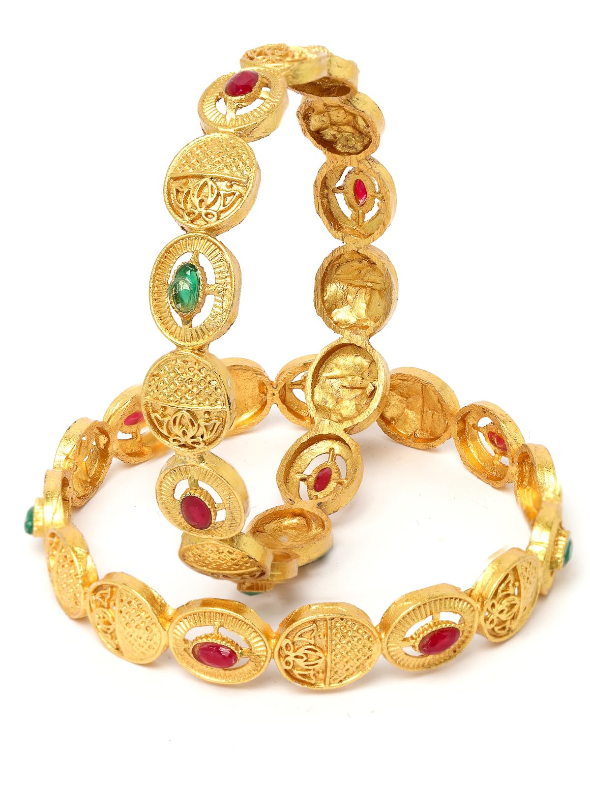 Sukkhi Impressive Round Shaped Gold Plated Red White AD Stones Bracelet Bangle Set Jewellery for Women & Girls|Set of 2|Birthday Anniversary Gift for Women|B105930 (B0CPPBMH2W) Amazon Price History, Amazon Price Tracker