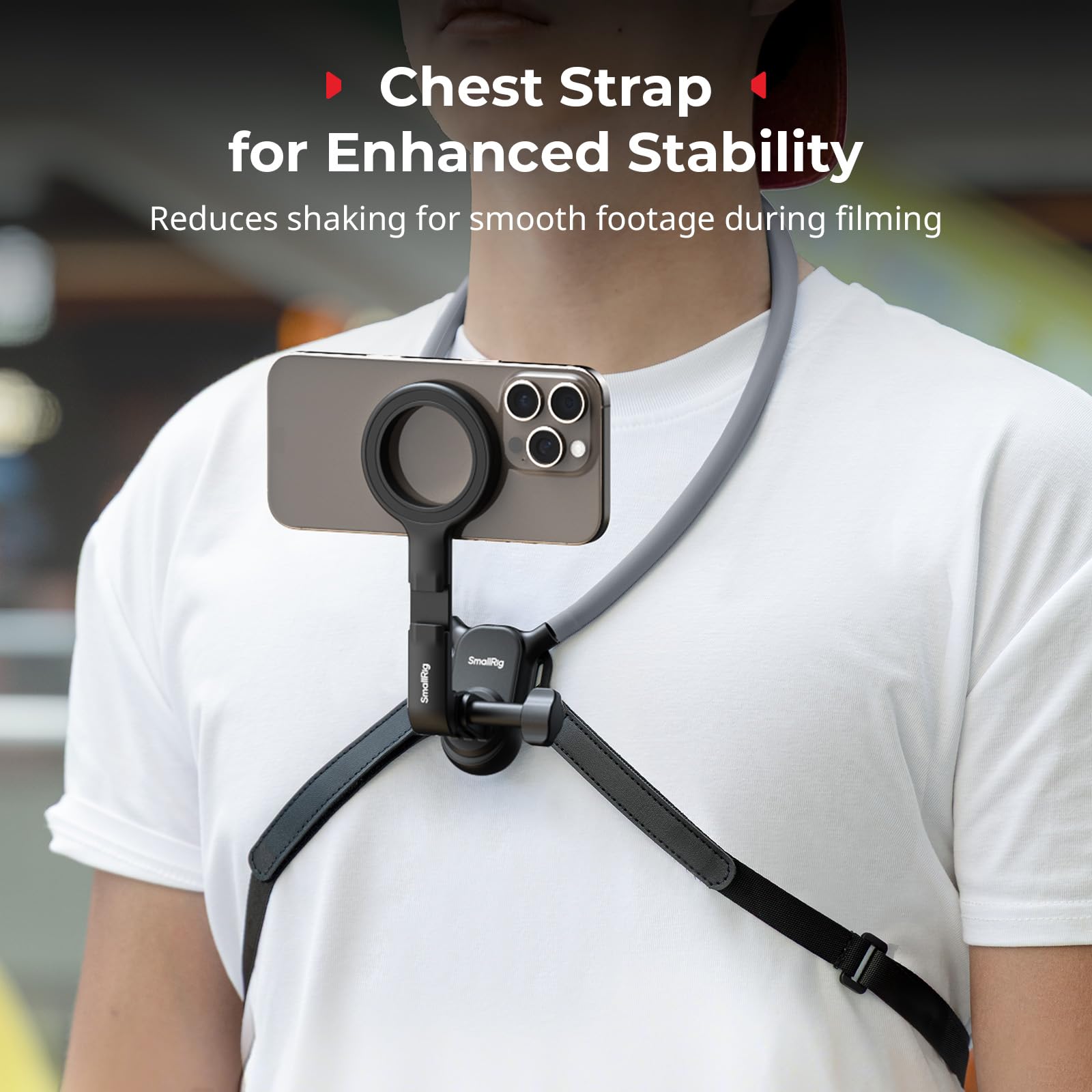 SMALLRIG Magnetische Halshalterung mit Brustgurt für Handy/Actionkamera,POV/Vlog Handyhalterung Brust für iPhone 17/16, für Android, Brusthalterung für GoPro, für DJI osmo/Action, für Insta360– 5127