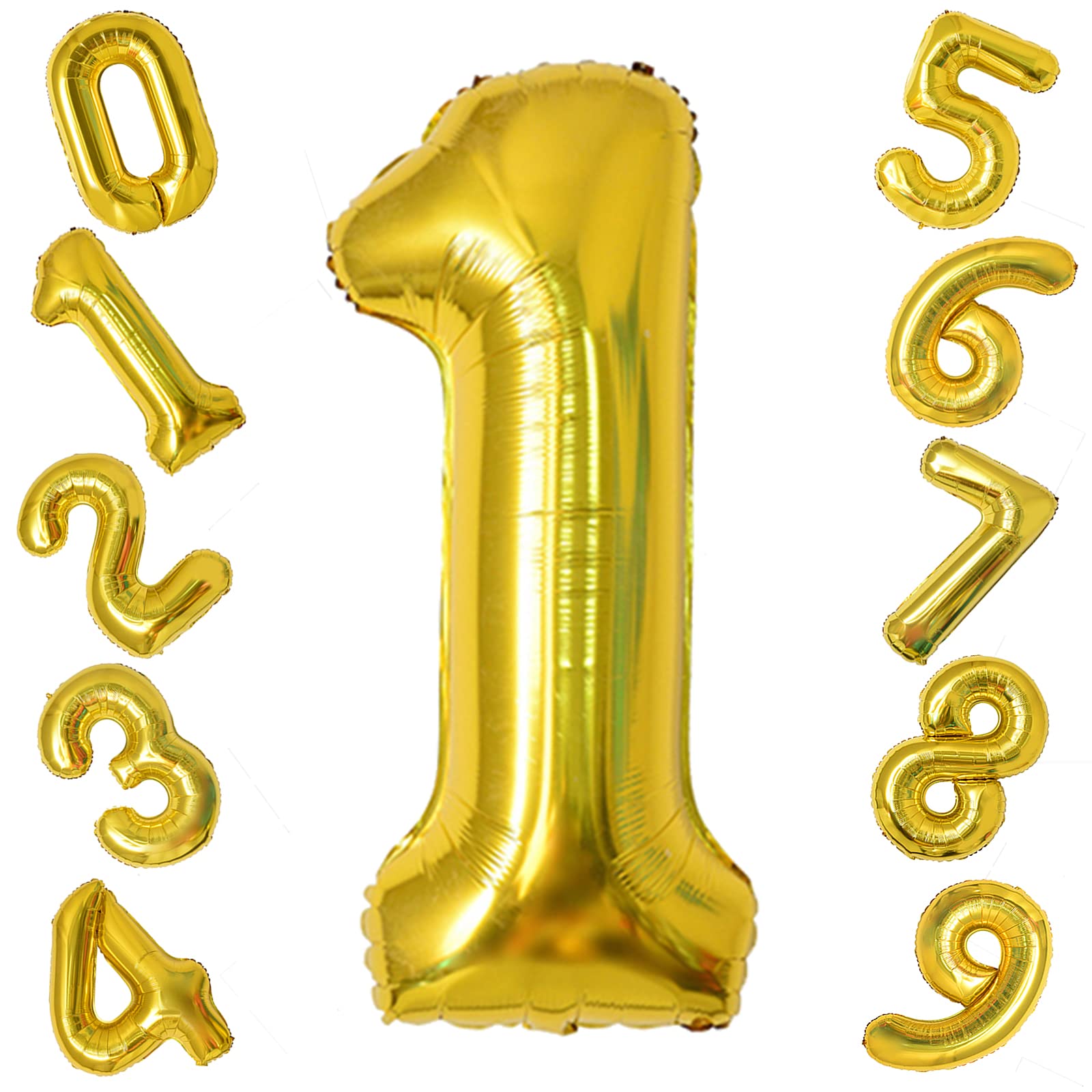 Number Balloons 40 Inch Large Foil Number Balloons, Gold Number 1 Birthday Foil Balloon Birthday Number Balloon for Birthday Decorations, Party Decorations, Wedding Anniversary