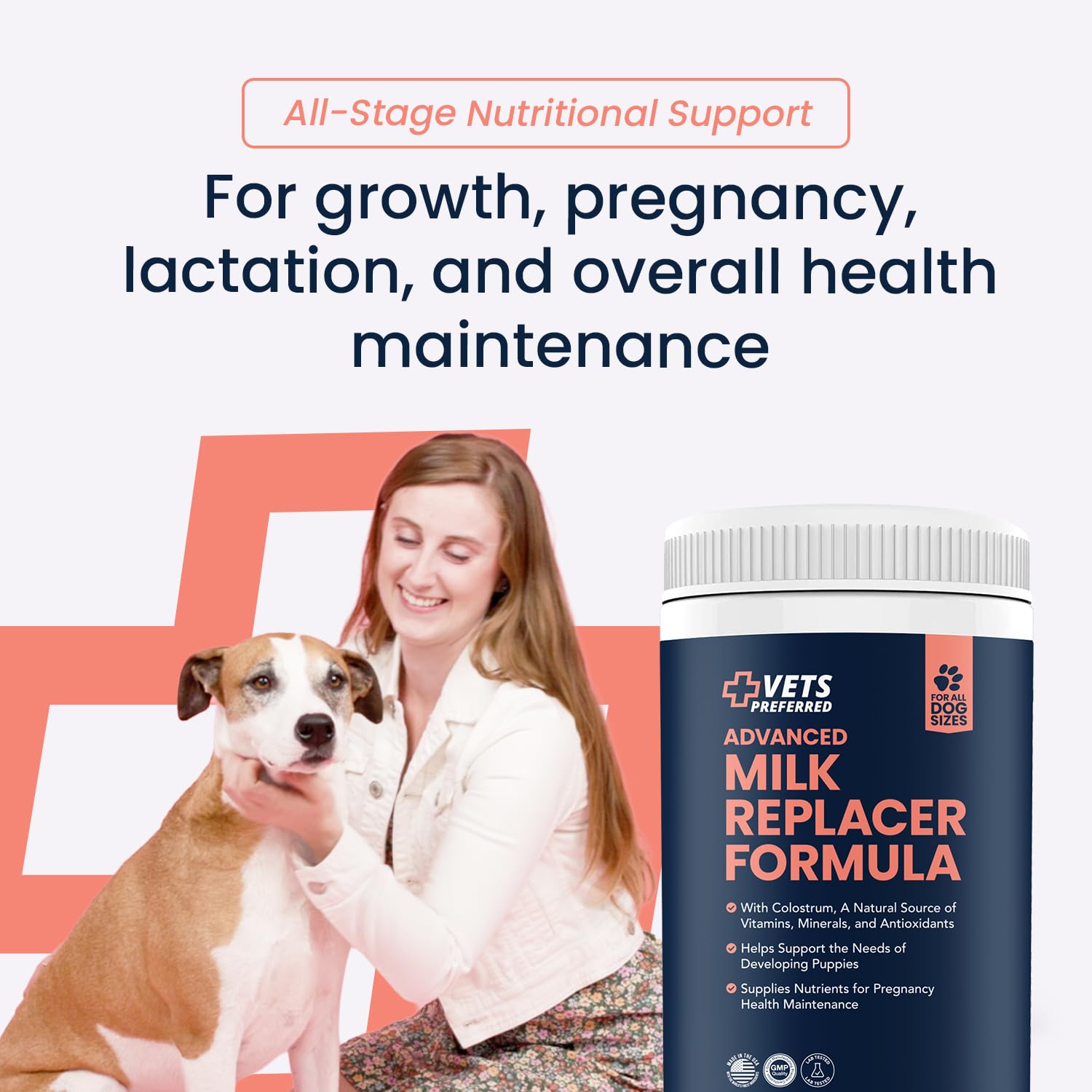 Vets Preferred Puppy Milk Replacement Formula - Dog Milk Replacer Powder Supplement for Pregnant, Lactating, Aging Dogs - Enriched with Colostrum - Nutritious Nursing Formula for Puppies - 12 Oz