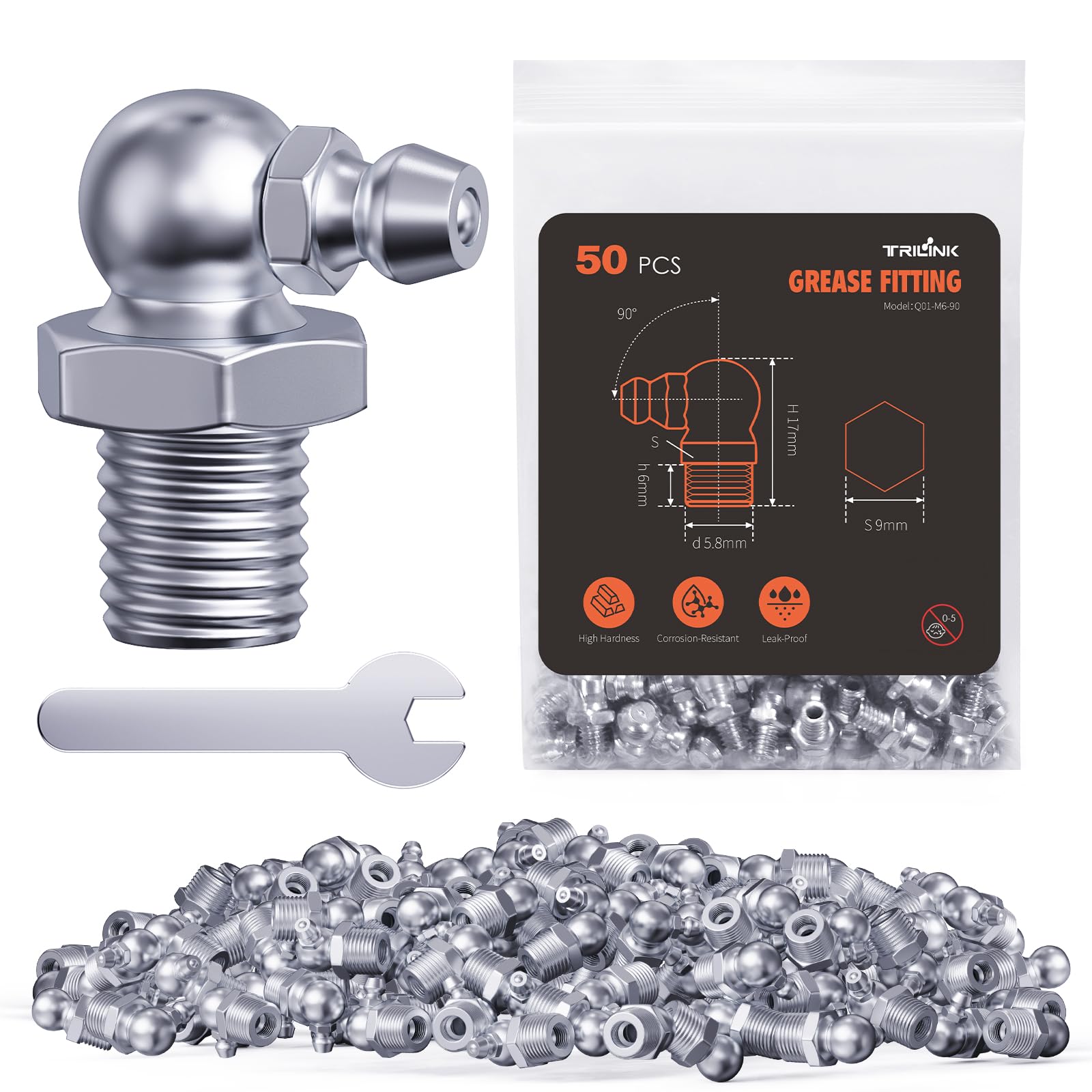 Amazon.com: TRILINK M6 Zerk Grease Fittings, Metric Grease Nipples