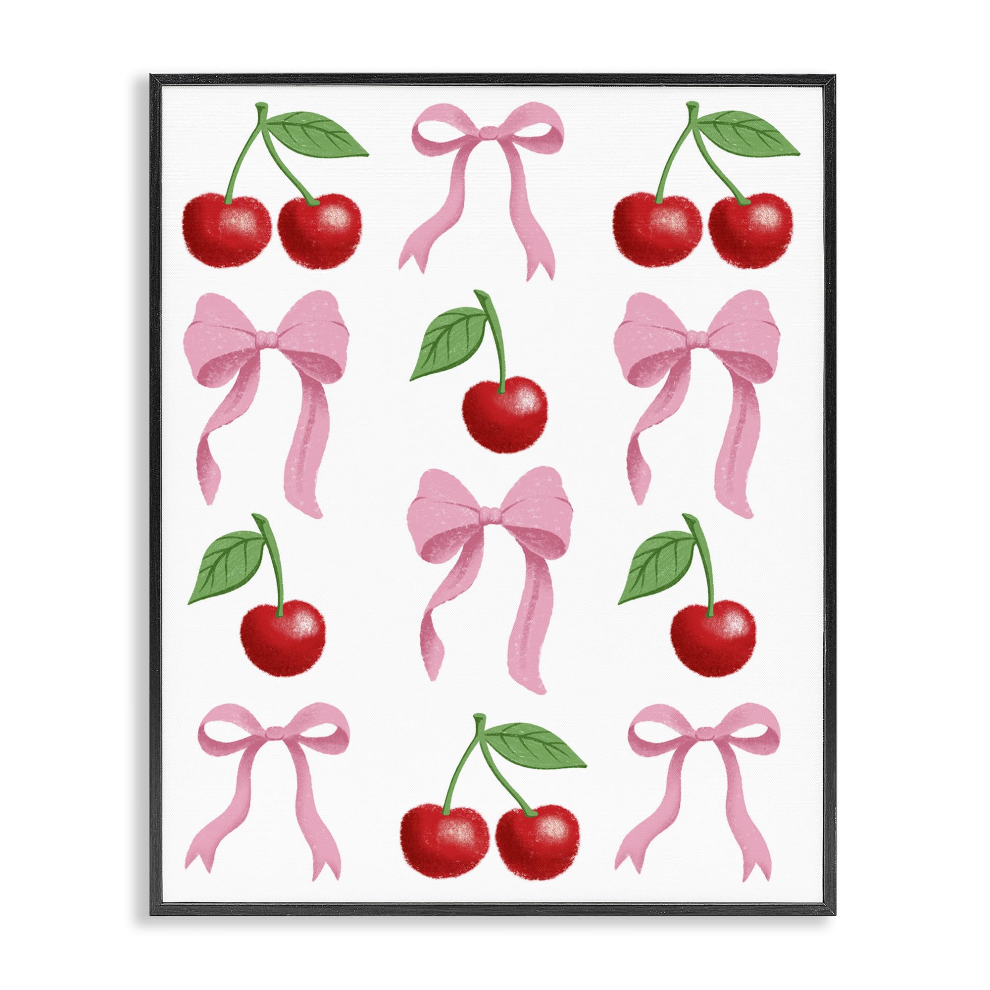 Cadre de cerises et nœuds blancs Stupell pour réveiller un mur blanc vide