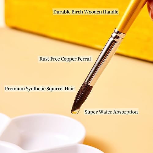 Miniatura 4 de Electspark - Pinceles de acuarela profesionales para pintura de cerdas de ardilla sintética, juego de 6 pinceles puntiagudos para artistas, adultos,