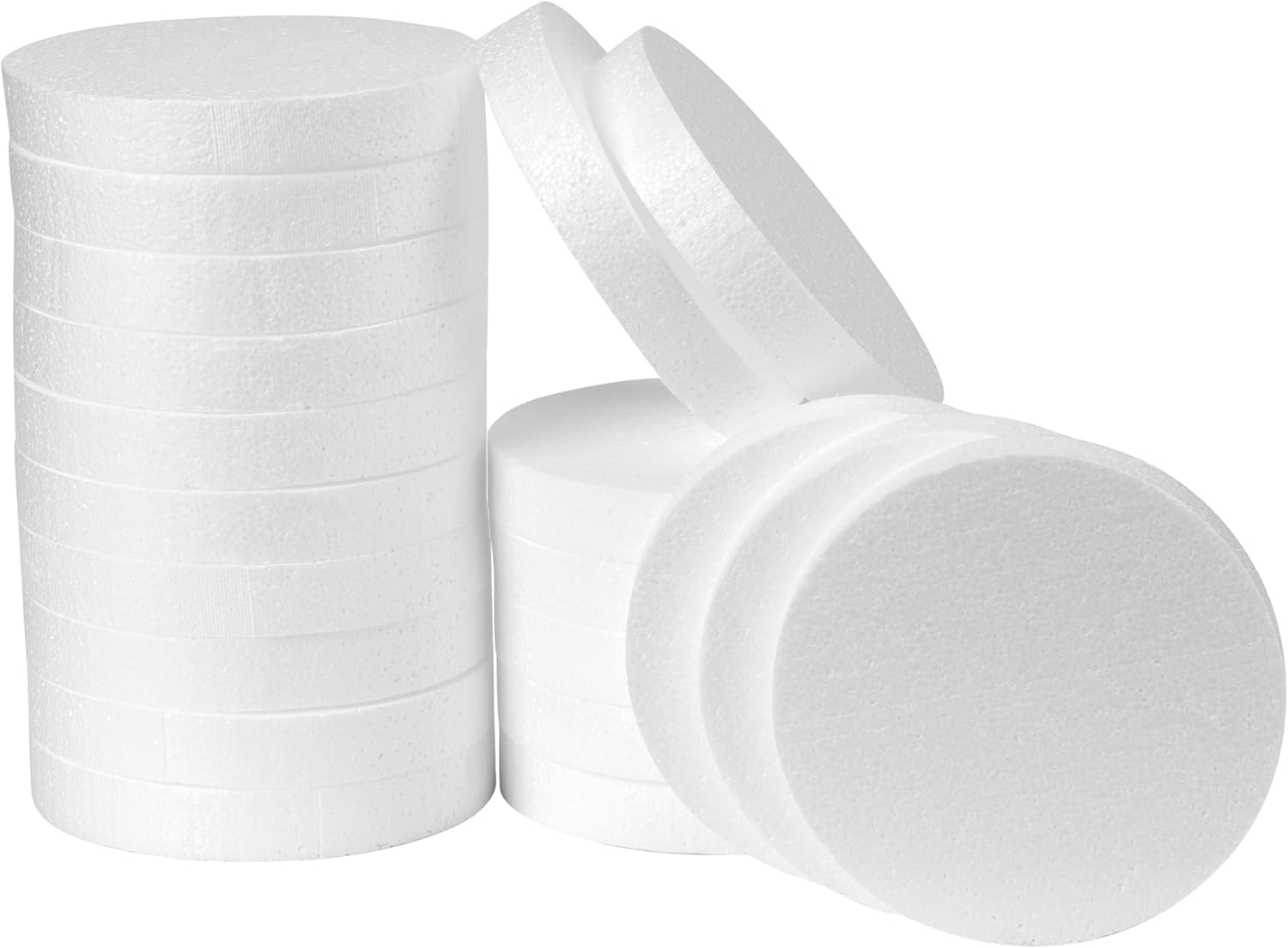 Crafare 6 Inch Round Foam Circles for Crafts 20 Pack 1 Inch Thick Polystyrene Round Discs White for Wedding Holiday Christmas Crafts Making and School Projects DIY