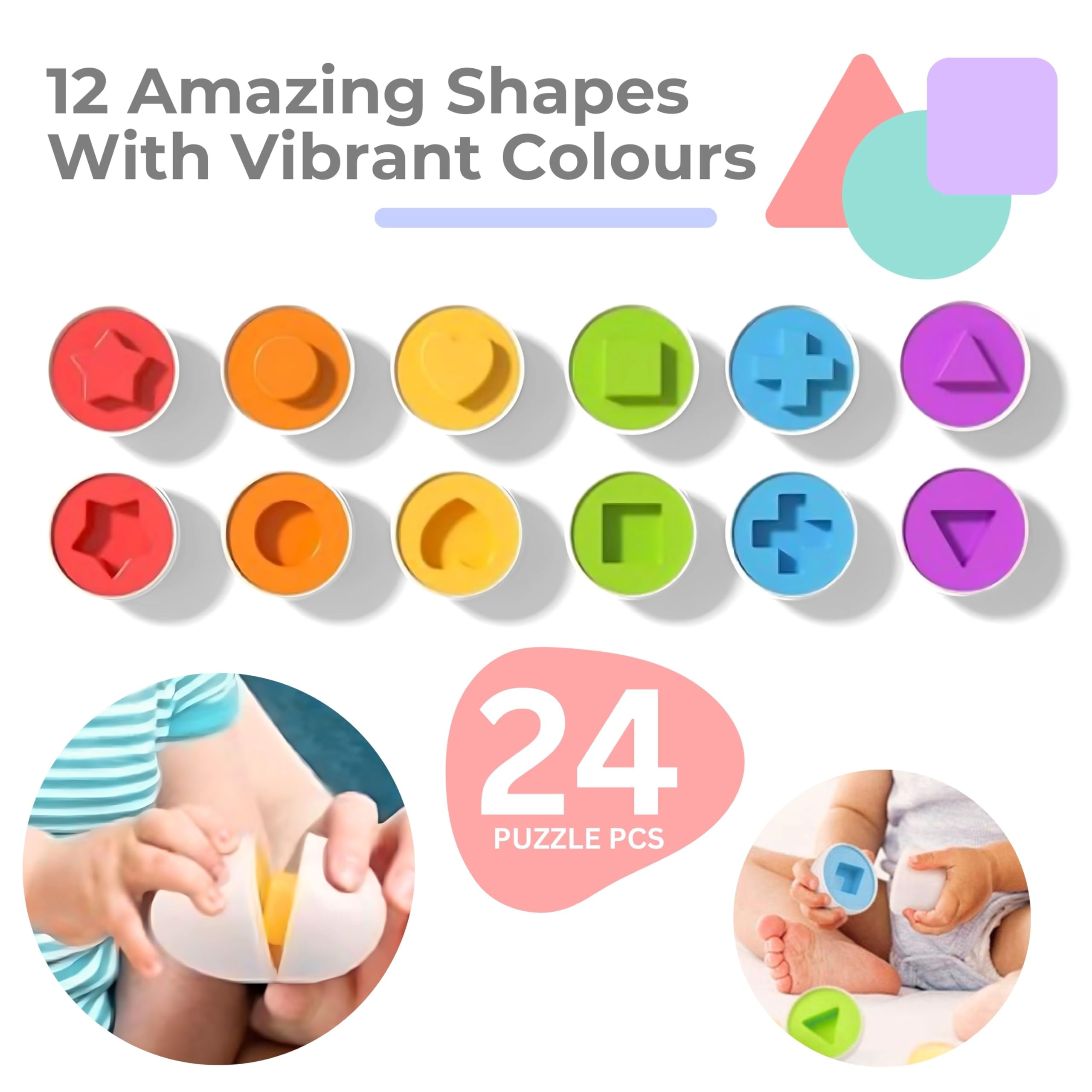 Kids First Step Matching Shapes Eggs | Activity Toy for Babies | 12 Multicolor Eggs | Educational Game for Toddler & Preschool Kids | Pull-Along Hen Toy with Wheels 2