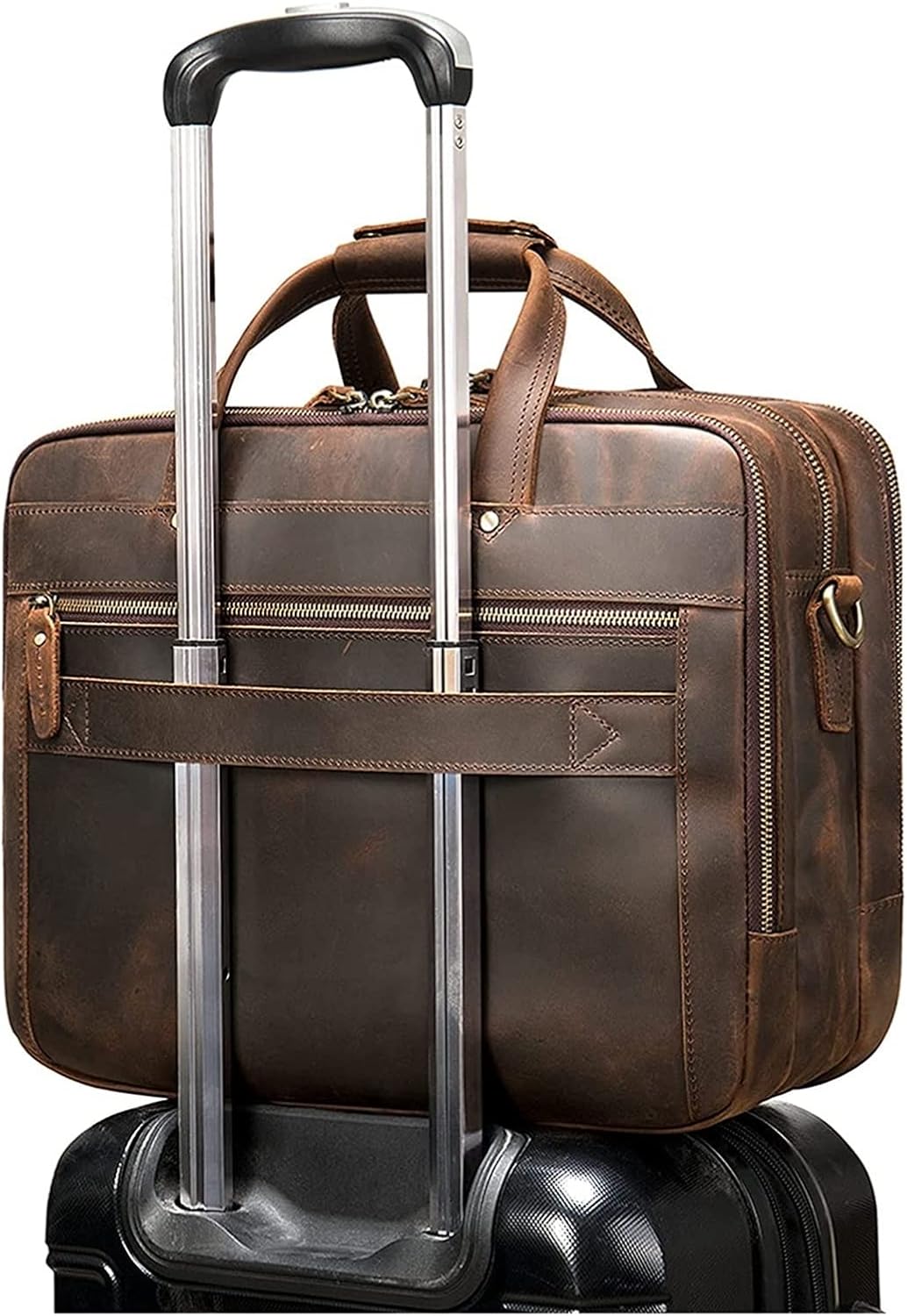 Leather Expandable Shoulder Messenger Bag, 15 Inches Laptop Bag