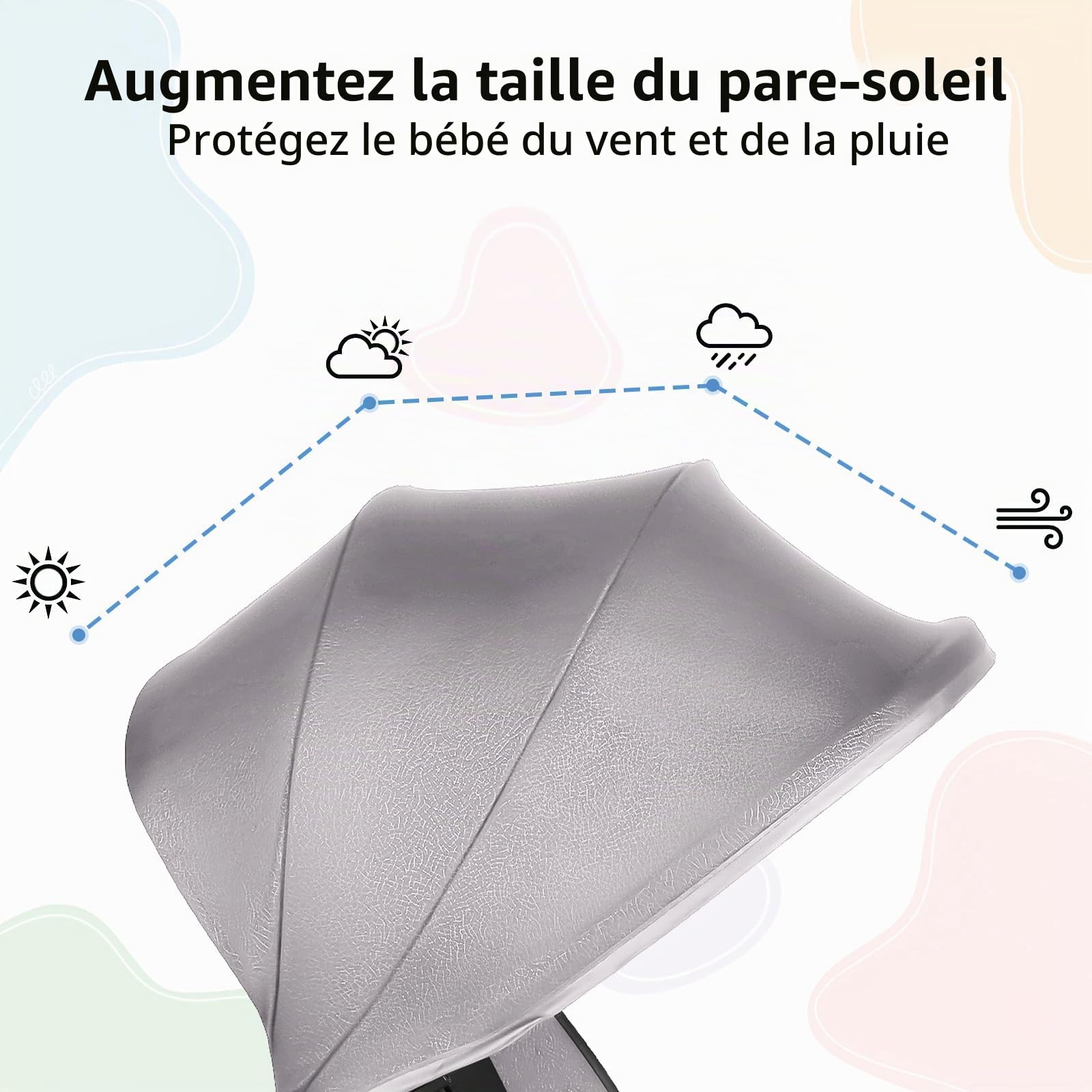 Poussette Canne Compacte, Position Allongée, Poussette Compacte, Inclinable d’une main, Grand panier de rangement (Gris - A)