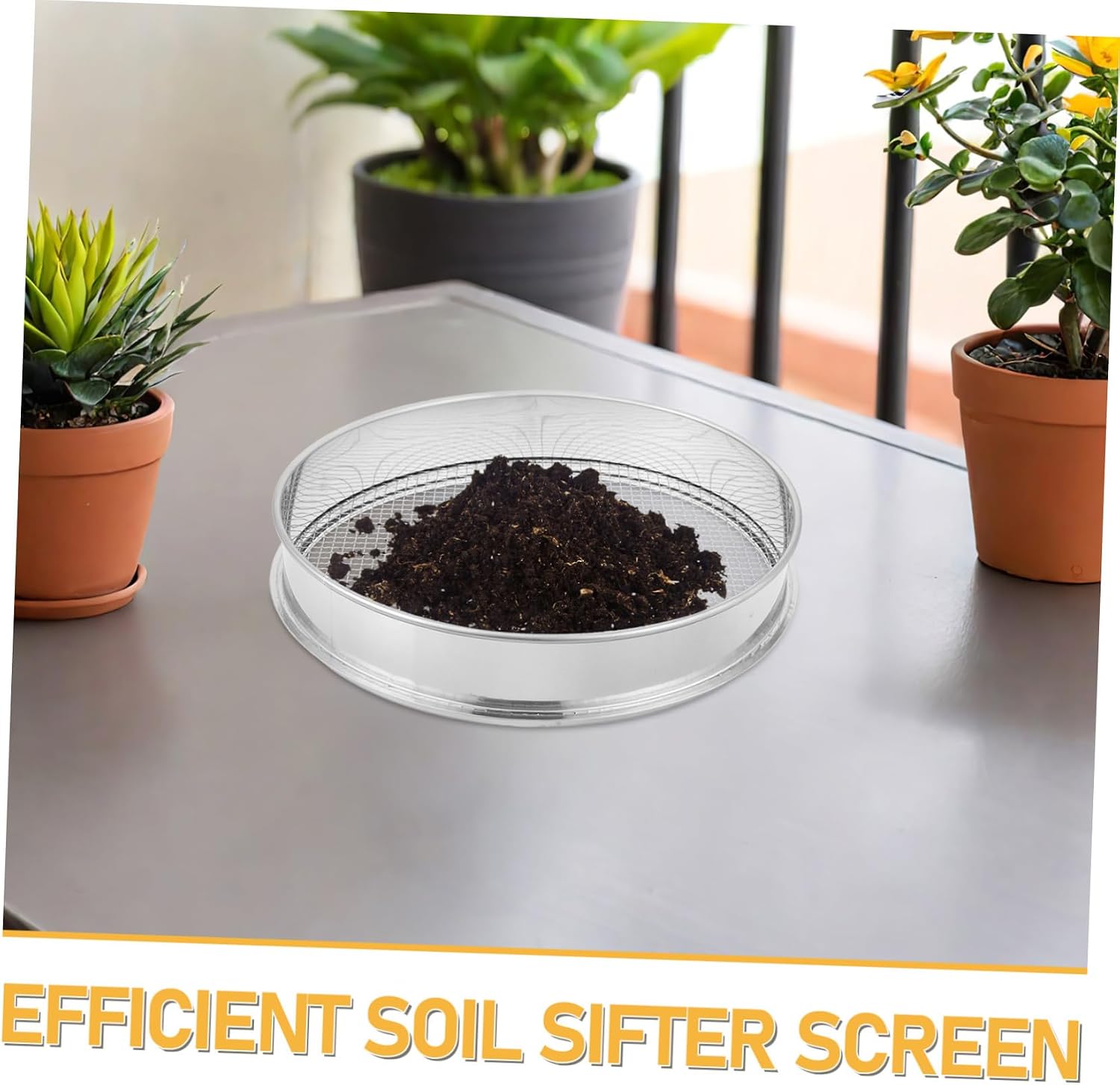 Stainless Steel Soil Sifter with Mesh Screen for Efficient Soil Separation and Easy Cleaning, 30cm Diameter Garden Sieve for Compost, Dirt, Rock, Sand, and Gold Panning