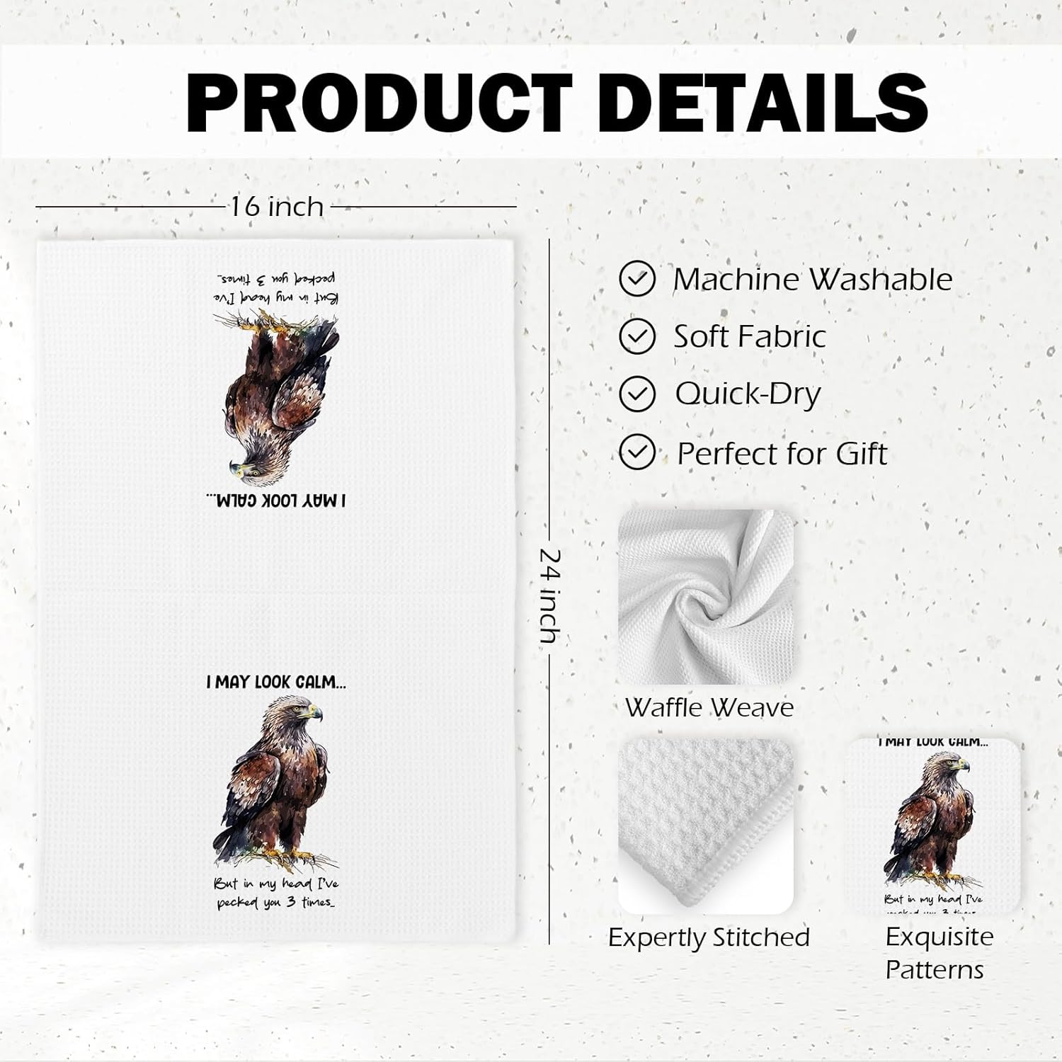 Funny Eagles Kitchen Towels, Eagle Bird Gifts for Men Women Decor Dish Hand Tea Towels, I May Look Calm Decorative Towel for Bathroom Kitchen,16x24 Inch - Image 7