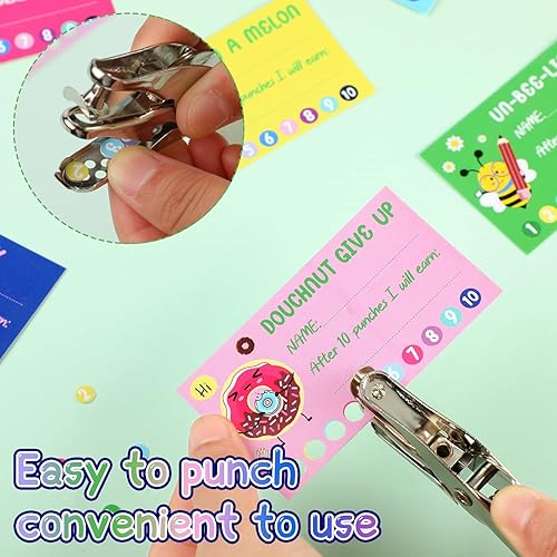 Miniatura 3 de Teling 200 tarjetas perforadoras de comportamiento con perforador de agujeros, tarjeta de recompensa de comportamiento para estudiantes, aula,