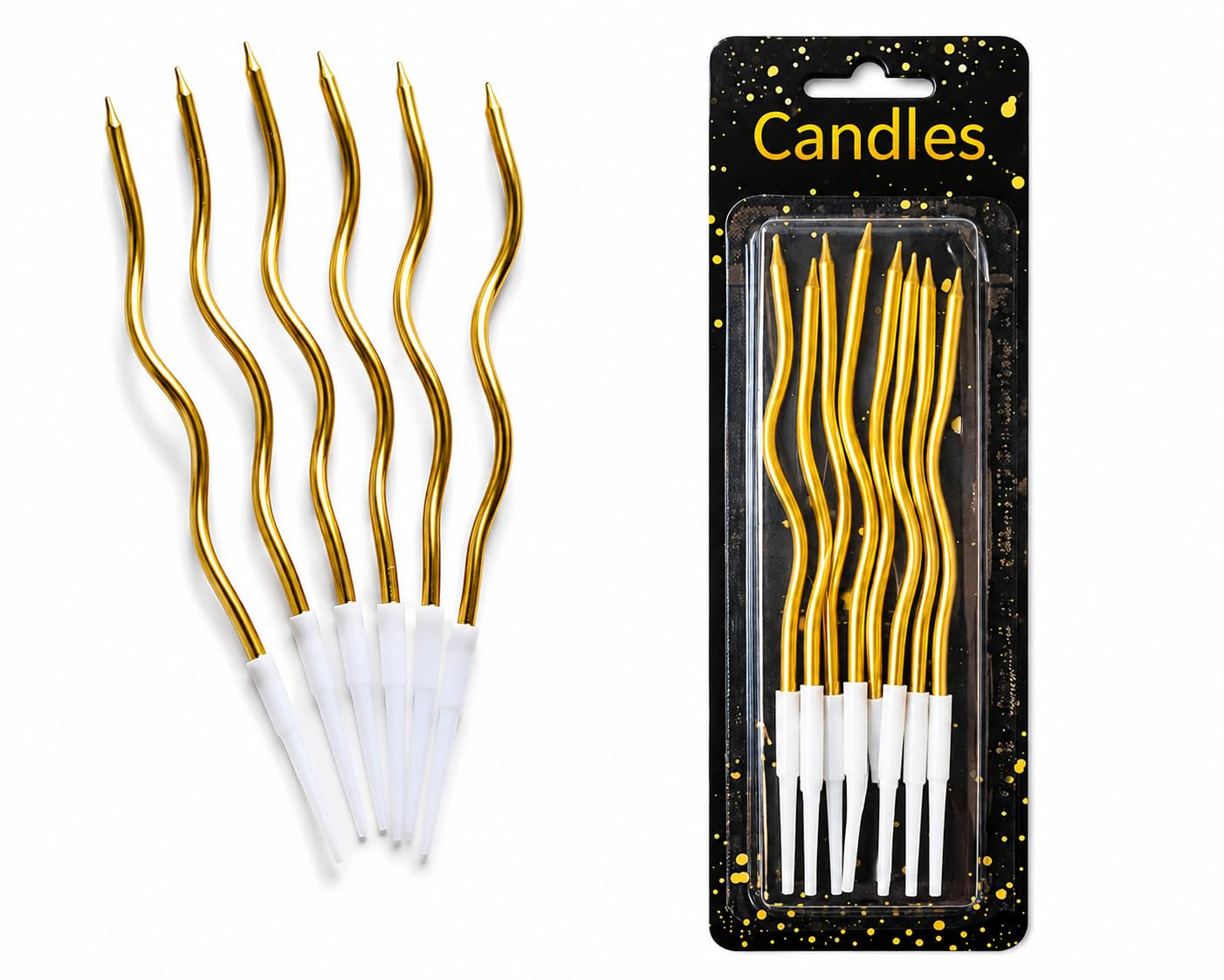 Metallic Gold Twisty Spiral Candles for Cake – Pack of 6 pics Birthday Candles, Unscented for Birthday, Wedding, Baby Shower, Party Cake Decoration-image-33