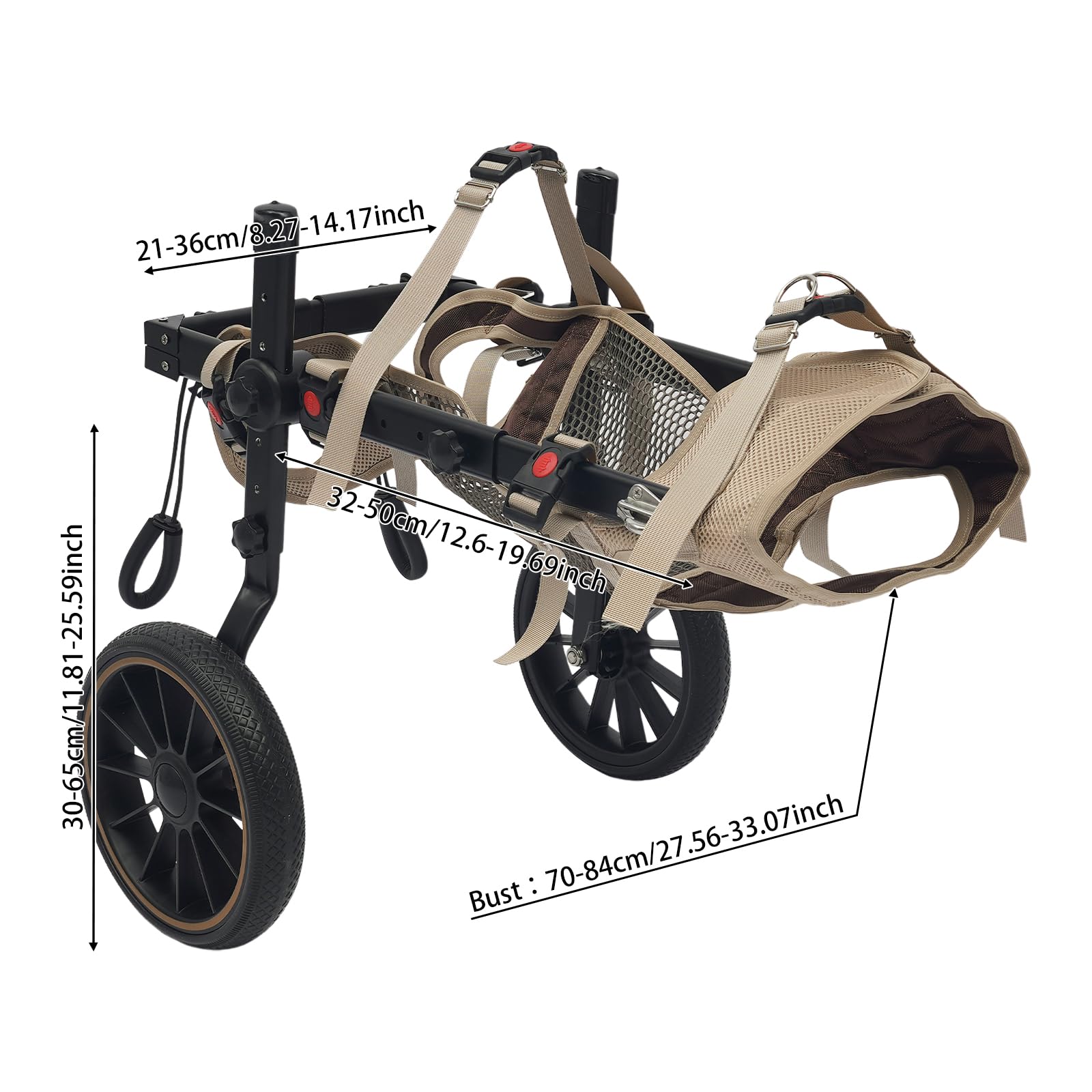 Haustierrollstuhl Rollstuhl Hunde Hunderollstuhl Gehhilfe Verstellbar FüR Haustiere 2-RäDrige RollstüHle Die Hinterbeine Rehabilitation Haustieren 65Kg/143.3Lbs