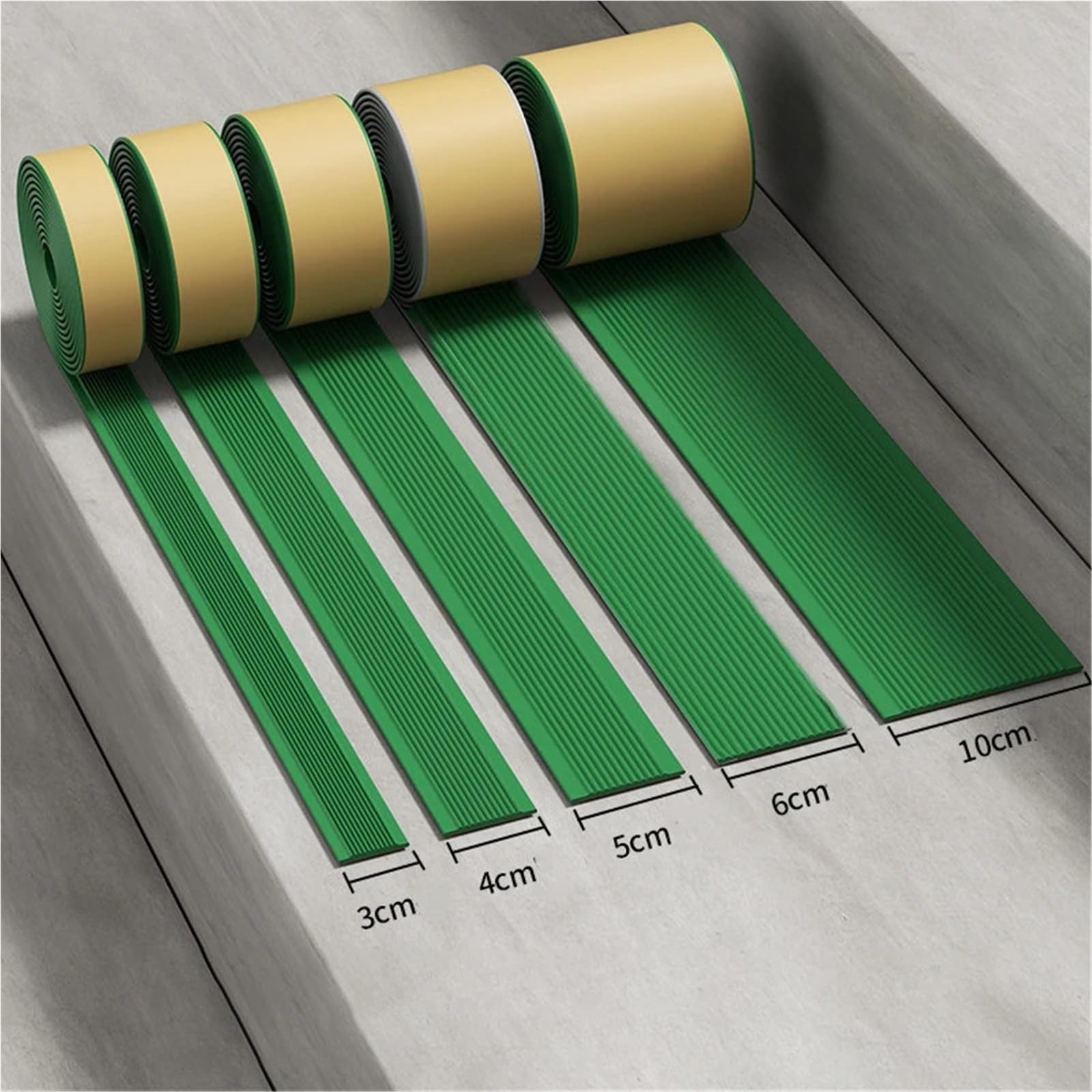 Kantenschutz Gummi Treppenkanten, selbstklebendes Anti-Rutsch-Klebeband, Stufen, Teppich, Bodenaufkleber, Sicherheit, wasserdichter Boden(Green Width 5cm)