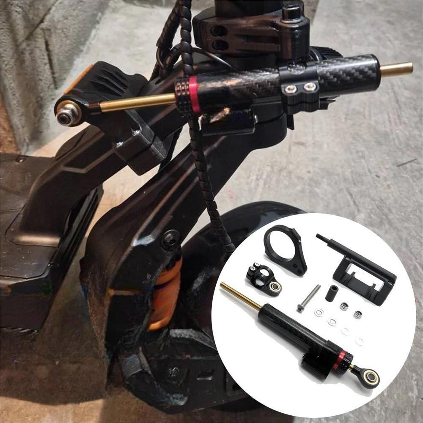 Amortisseur Amortisseur De Direction pour Moto pour Kukirin G2 Master Trottinette Électrique Support Modification pour Stabilisateur Guidon Commande De Direction(Couleur 4)