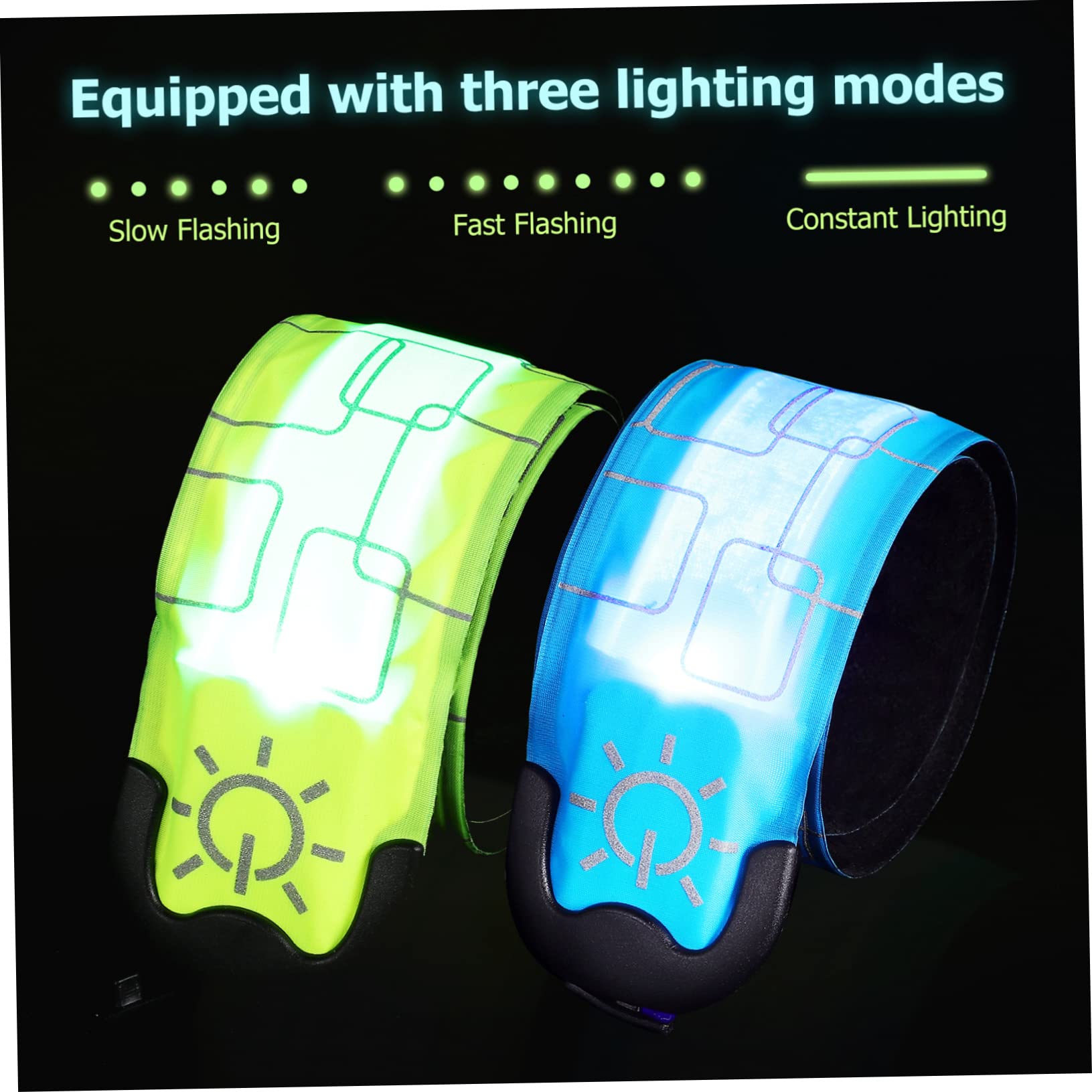 UKCOCO 4 Pezzi Braccialetti LED Ricaricabili in PVC ad Alta visibilità per Ciclismo e Passeggiate Animali Bracciali Luminosi da Polso Slap Armband Sicurezza Notturna