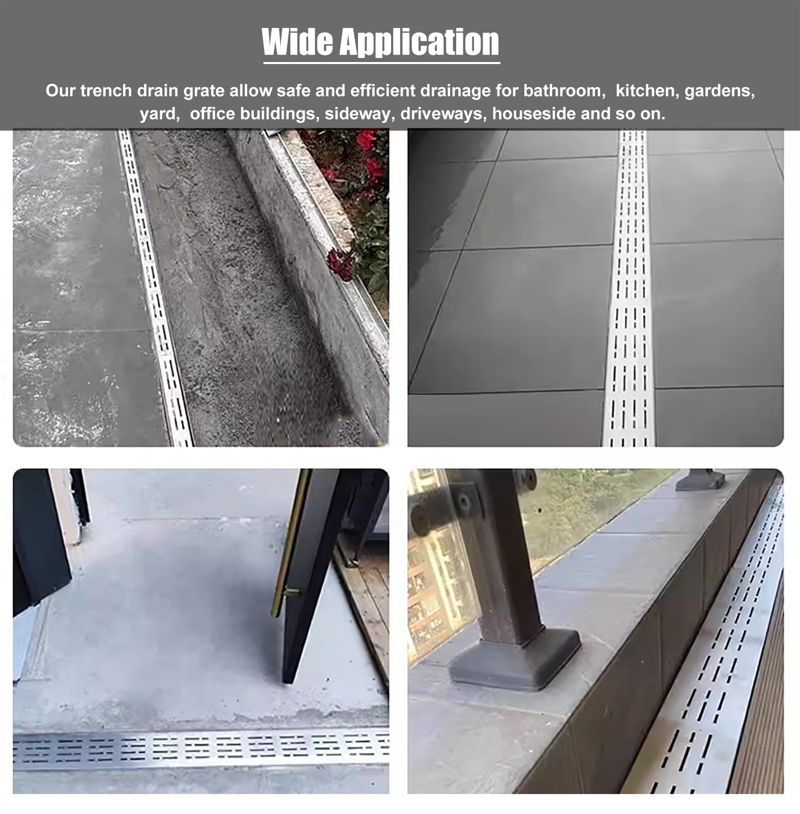 Canaletta Scolo Acqua Piovana Con Griglia - 3 Pezzi Da 1m Per Giardino, Garage E Terrazze