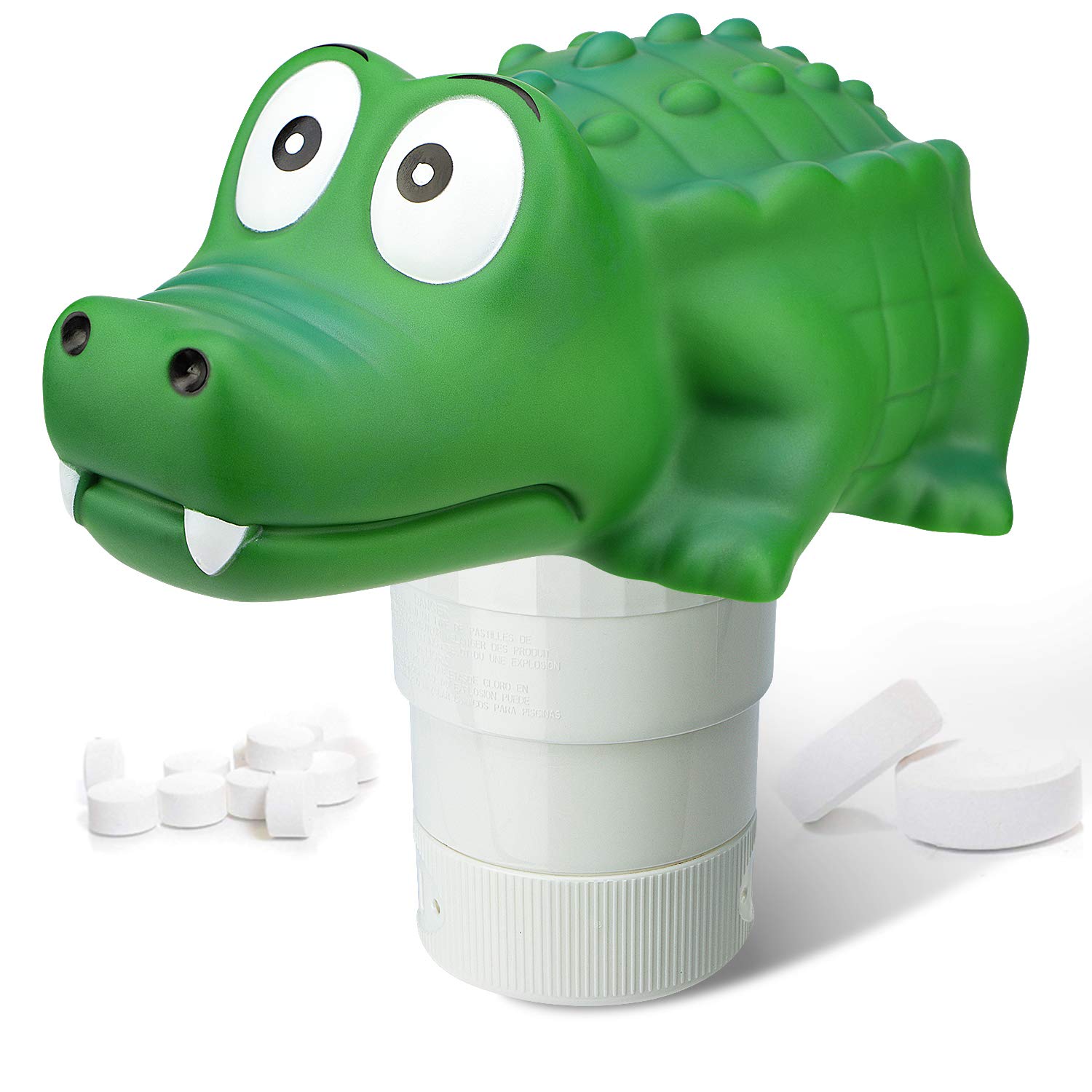 Chlorine Floater, Collapsible Crocodile Pool Chlorine Dispenser, Max to 4pcs 3in Bromine Floater, Release Adjustable for Indoor Outdoor Swimming Pool Hot Tub SPA (Big Crocodile)