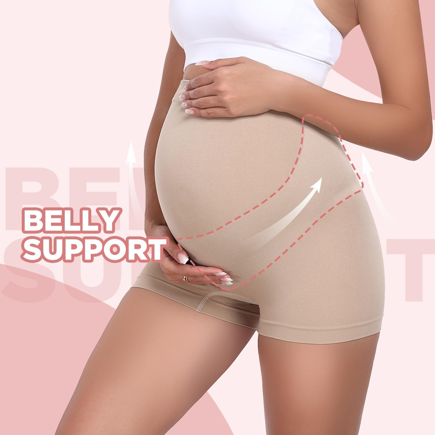 5 Pack Maternity Shapewear Seamless Underwear Over Bump Pregnancy Shorts High Waist Panties Under Dress Belly Support - Image 4