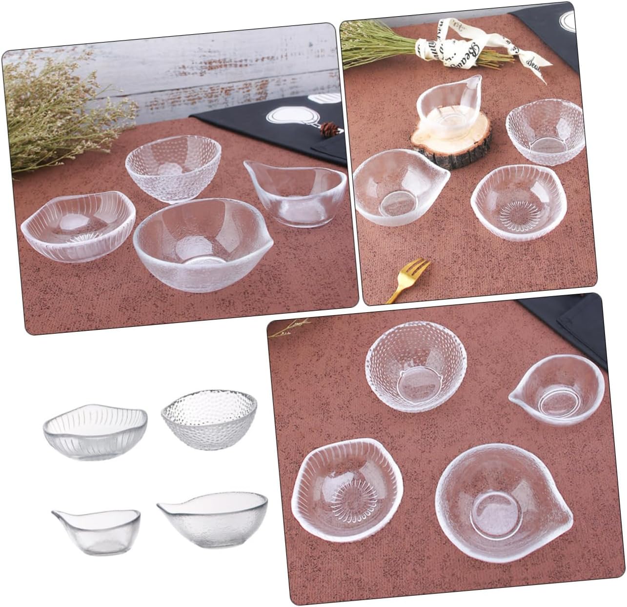 4pcs Glass Sauce Dipping Dish for Soy Sauce Ketchup Party
