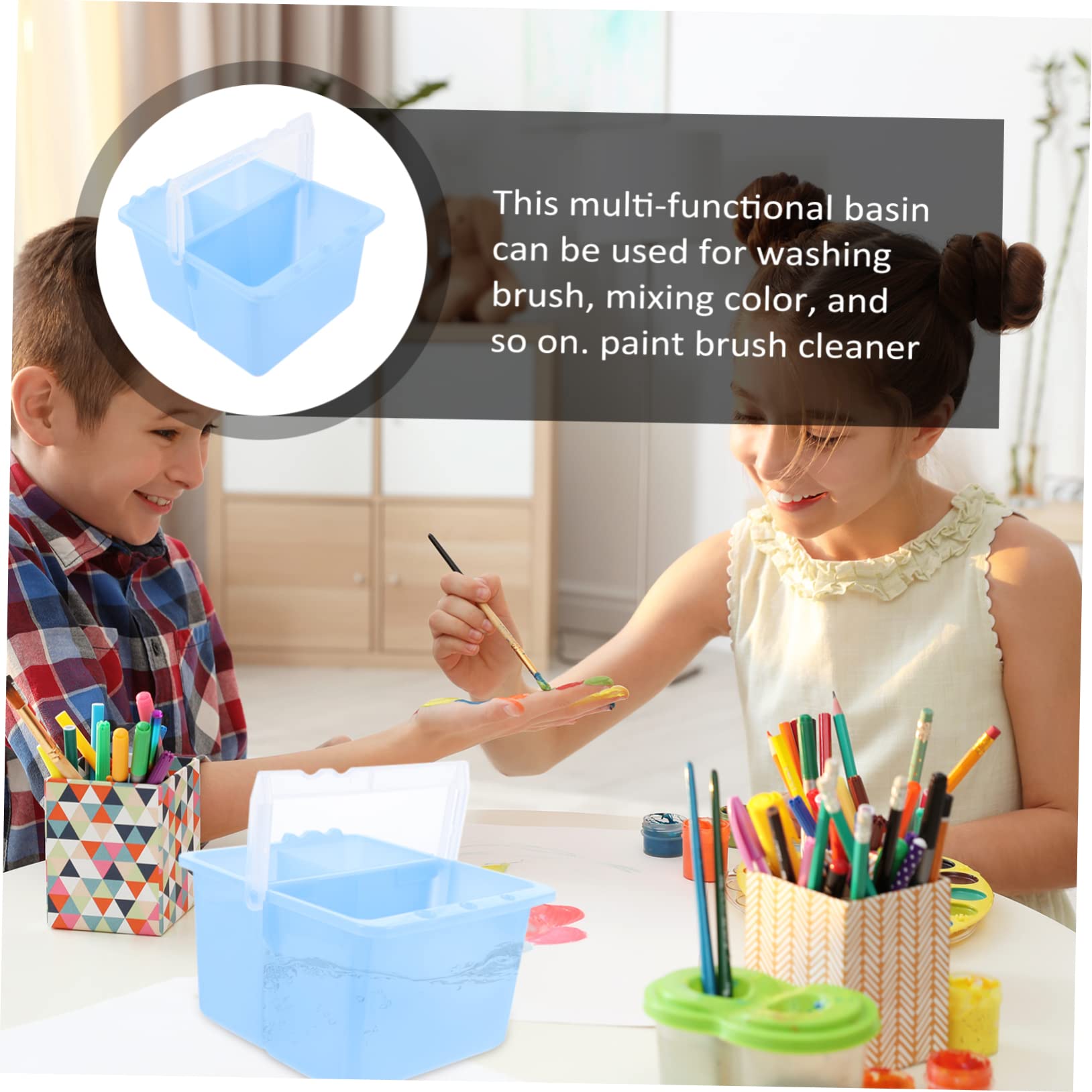 JEWEDECO 2pcs Pencil Bucket Water Jug Holder Painting Stationery Washer Cleaner Washer Portable Oil Paint Cleaner Portable Washer Machine Portable Washing Machine Art Supplies Plastic Blue