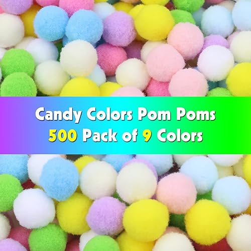 Miniatura 2 de Lawie 500 pompones grandes de 0.8 in y 0.8 pulgadas, colores del arco iris, para manualidades y fiestas, manualidades, adornos para manualidades,