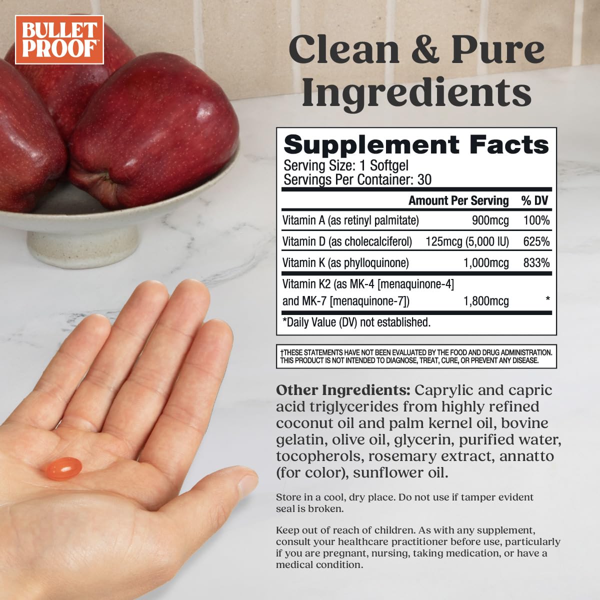 bulletproof glutathione ingredients Vitamins A-D-K Softgels, 30 Count, Supplement for Heart, Bone Health and Immune Support | Grocery Pickup & Delivery cloud 9 body lotion with lemon and Mango extracts