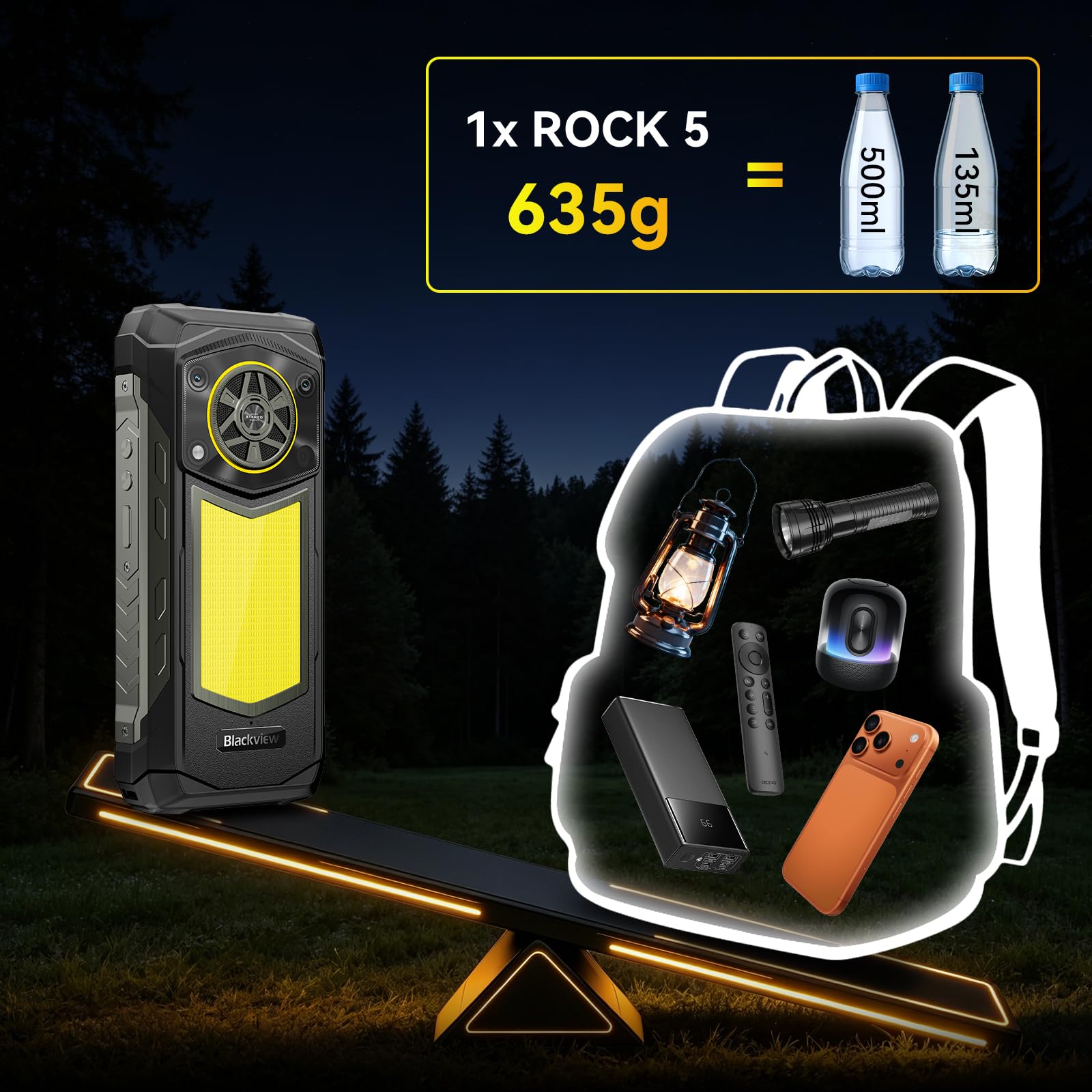Blackview ROCK 5 Téléphone Incassable 2026, 24Go+256Go/2To Android 16 Smartphone Incassable, 20000mAh Business Telephone, 108MP +50MP +20MP Vision Nocturne, 6.78" FHD+ Display 120Hz IP69K, NFC/OTG/GPS