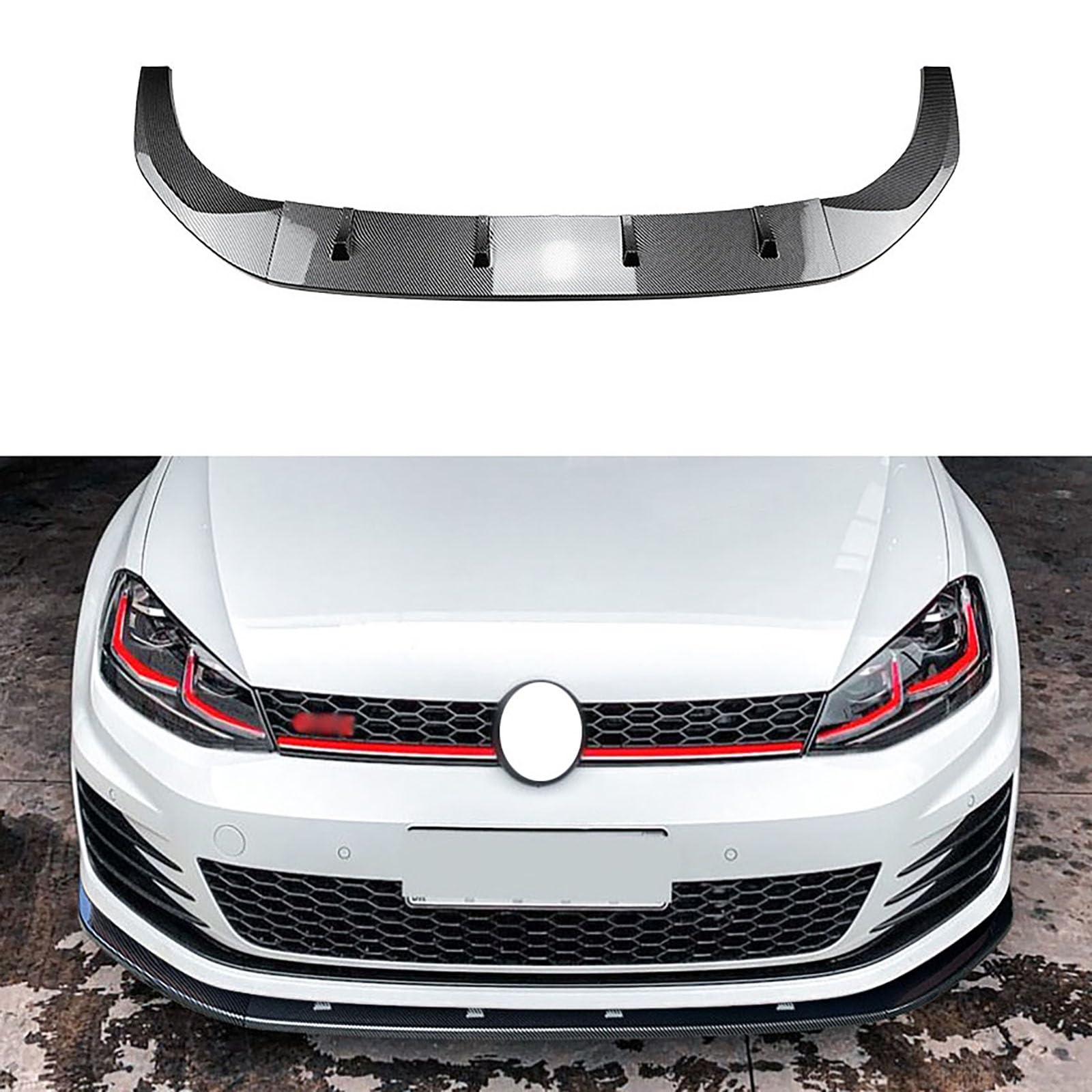 GOHSCJS Compatible With Volkswagen Golf 7 MK7 GTI R Rline 2013-2016, Car Front Bumper Spoiler Wing Front Lip Wing Car Body Kits Diffuser Anti-scratch Styling Trim,Carbon fiber look