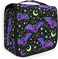 Vista 19 de Neceser colgante con calavera y mariposa de llama, bolsa de maquillaje de viaje para artículos de tocador, organizador de artículos de aseo portátil