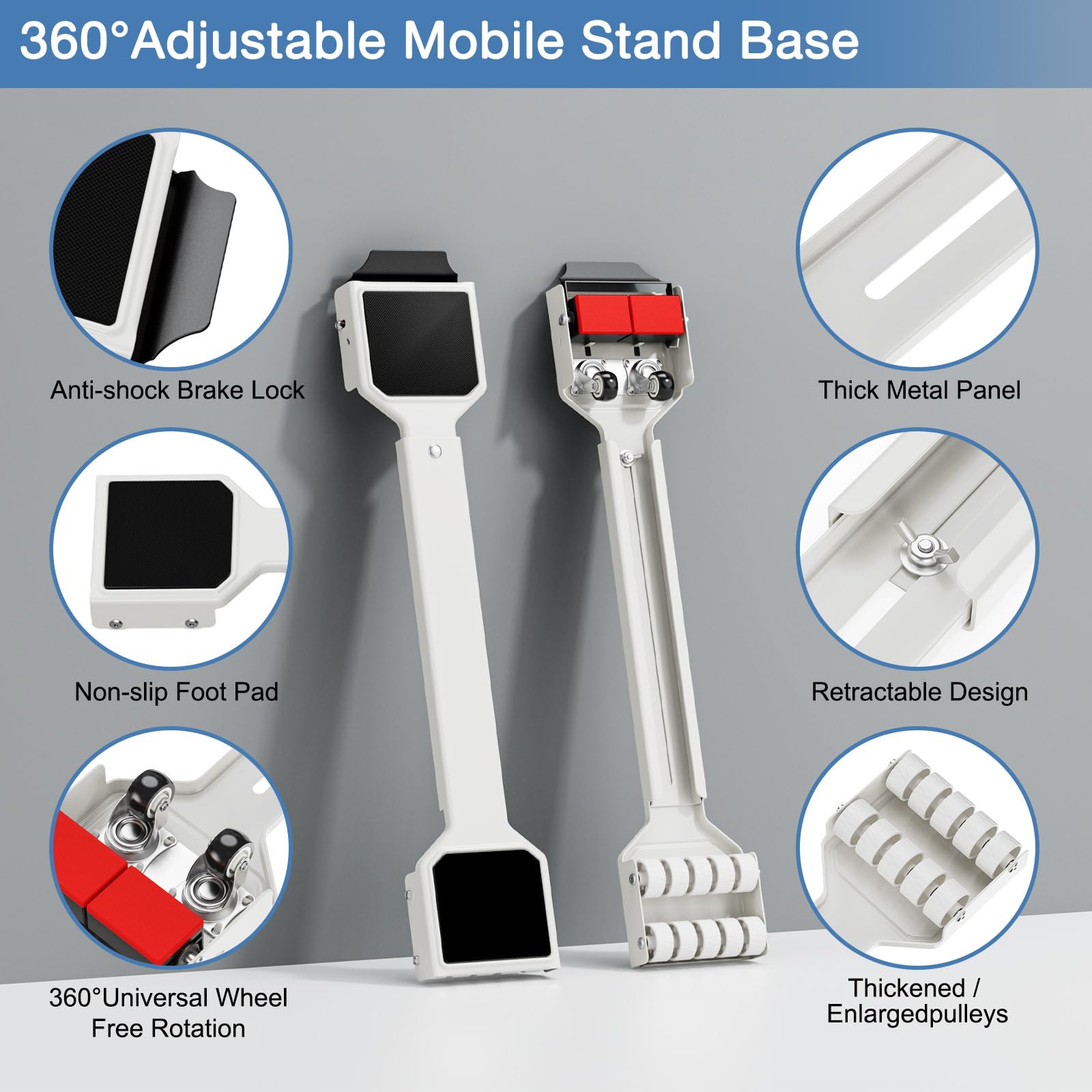 CYFIE Base para Lavadora con Freno, Sistema Deslizante Extensible 360° para Lavadora, Secadora, Frigorífico, Carga 300 kg, Blanco
