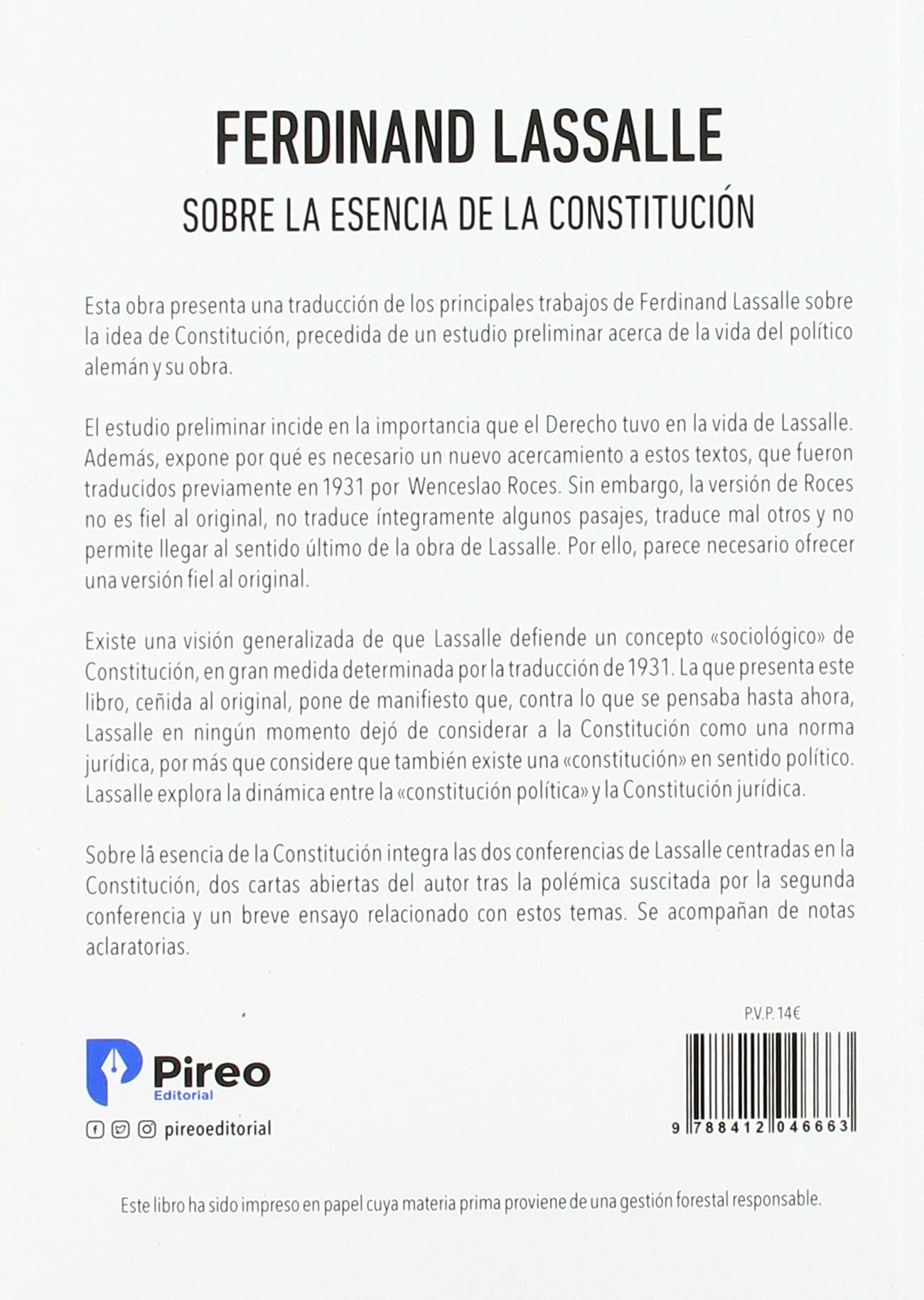 Lassalle. Sobre la esencia de la Constitución: 6 (Clásicos del pensamiento politico)