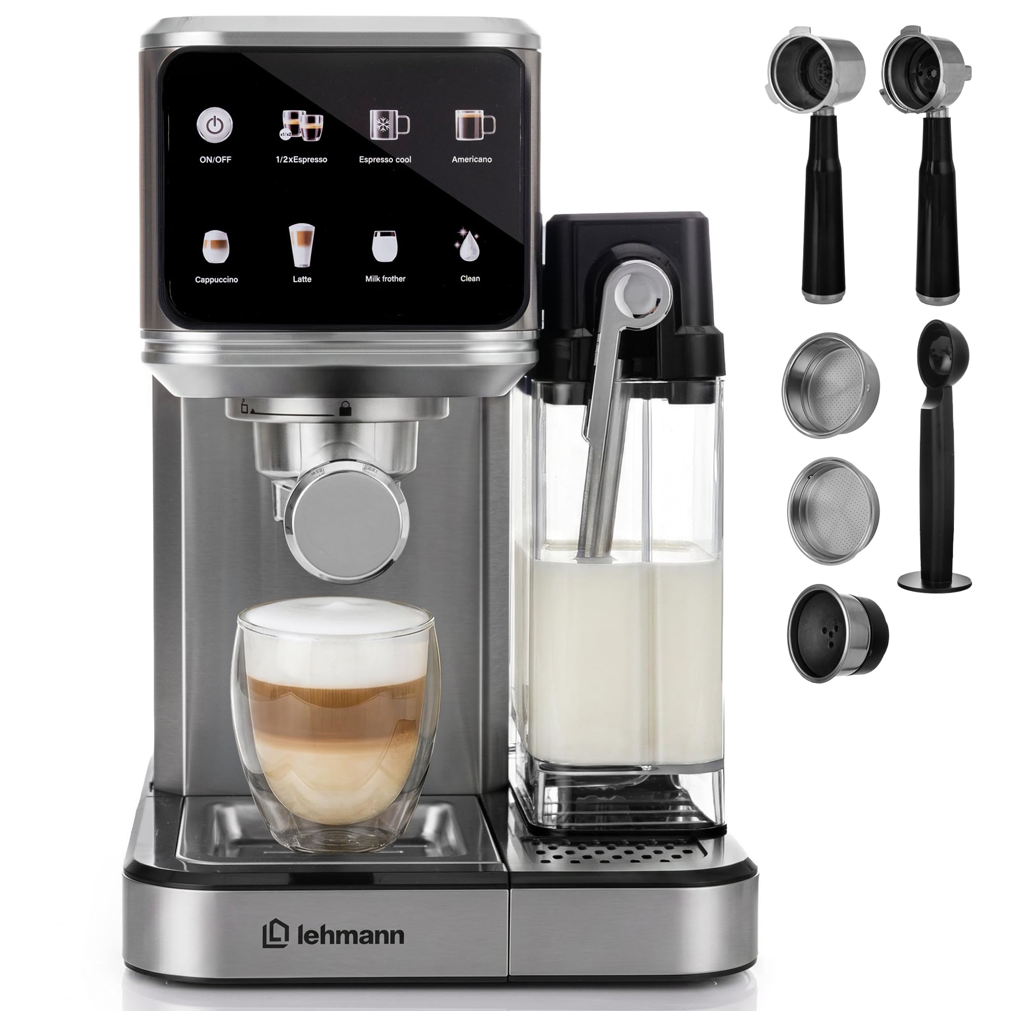 LEHMANN Macchina da Caffè Capsule e Macinato con Montalatte