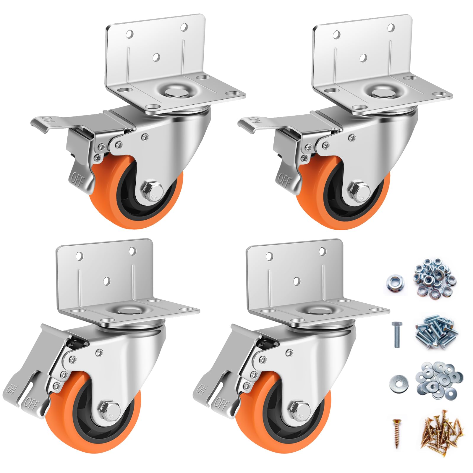 Heavy Duty Caster Wheels with Brake - Set of 4 -13