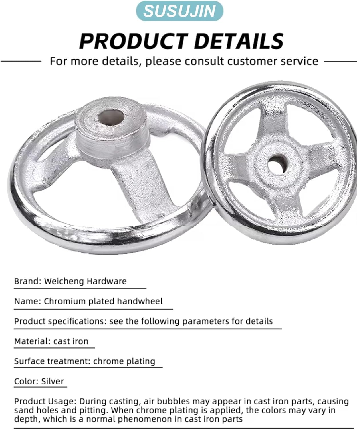 Milling Hand Wheel, Chrome Plating Lathe Hand Wheels with Detachable Handle, CNC Hand Wheel for Lathe Grinding Machine(190 * 18mm)