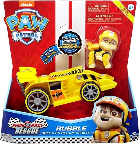 Spin Master Paw Patrol Ready Race Rescue - Race & Go Deluxe Rubble Vehicle & Figure