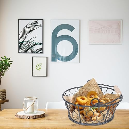 Miniatura 7 de Cesta de huevos de alambre de metal para recolectar huevos frescos 3 piezas organizador de almacenamiento colgante multifuncional para encimera,