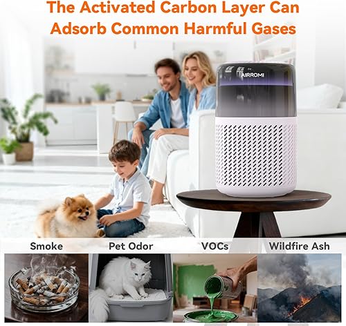 Miniatura 5 de AIRROMI HEPA Air Purifier for Bedroom&Home,Pet Air Purifier for Home Pets,Removes Pet Odor,Cat Litter Smell,Dust,Smoke&Allergies,Quiet Room Air