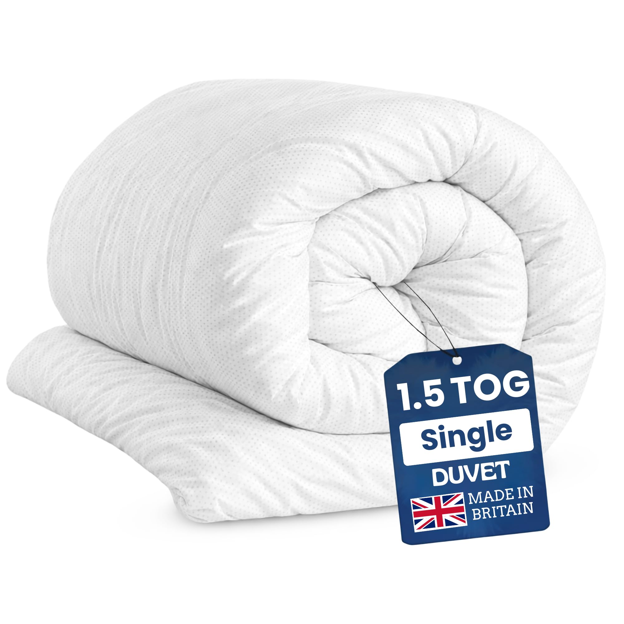 ml MassAri Limited Single Duvet 1.5 Tog | Cool Summer Duvets for Hot Nights | Made in UK Quilt | Anti-Allergy, Breathable & Hollowfibre Filling Duvet (135x200cm) — image 1
