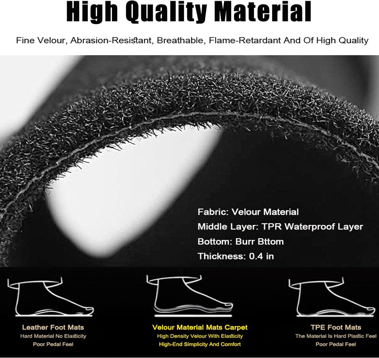 SecosAutoparts Replacement Black Velour Front & Rear Floor Mats Carpet Compatible with BMW F10 5-Series 2011 2012 2013 2014 2015 2016