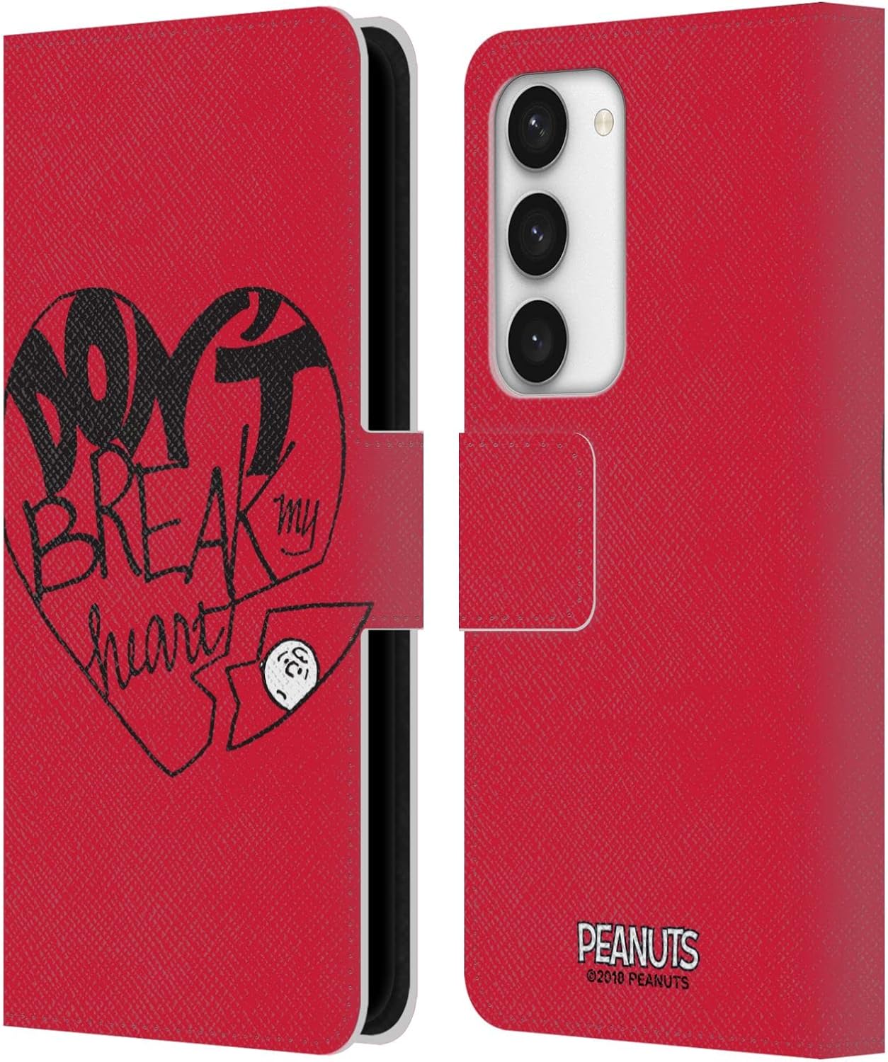 Head Case Designs Officially Licensed Peanuts Don't Break My Heart Sealed with A Kiss Leather Wallet Case Compatible with Samsung Galaxy S23 5G