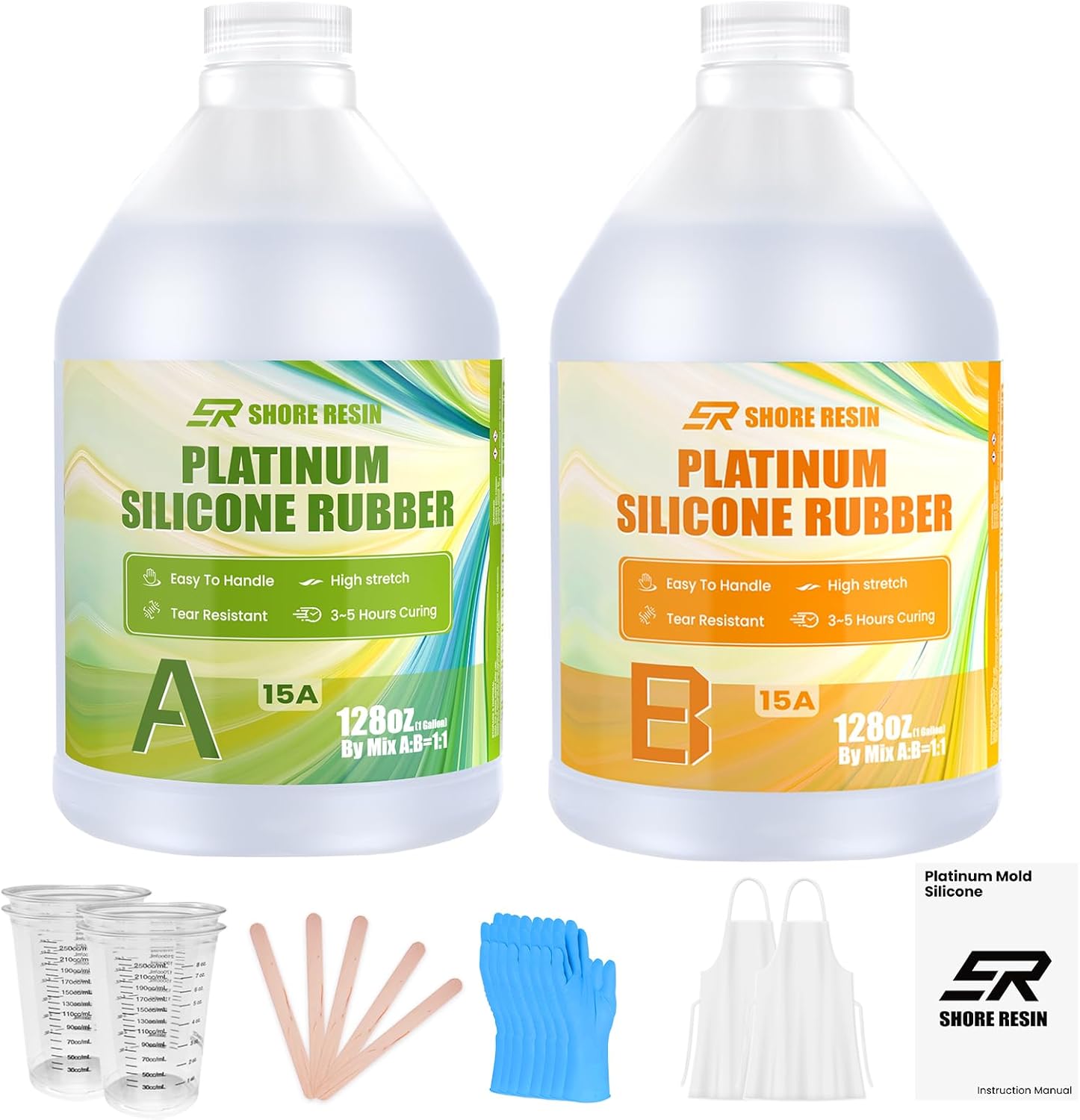 2 Gallon Platinum Cure Silicone for Mold Making – 15A Flexible, Tear-Resistant, Food-Safe Casting Silicone for High-Detail Professional & Industrial Projects
