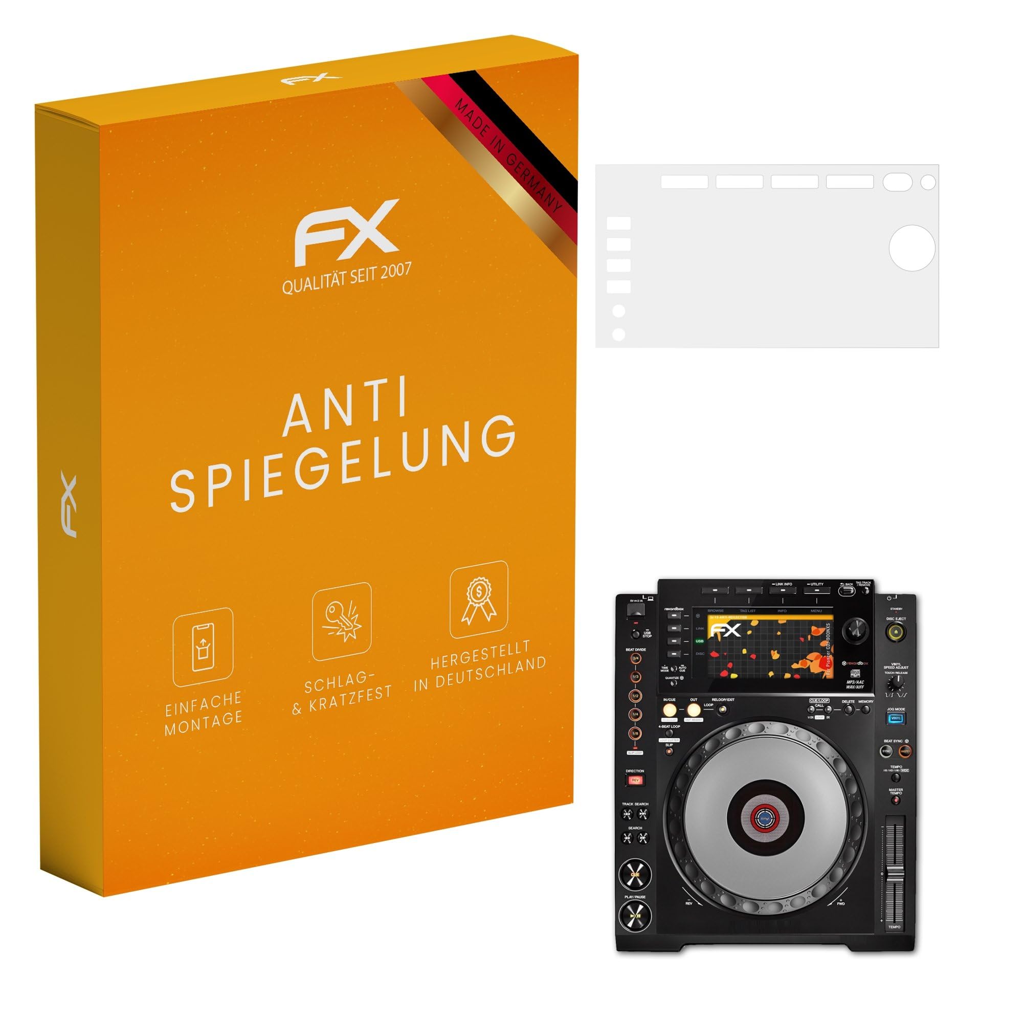 atFoliX Screen Protector compatible with Pioneer CDJ-900NXS Screen Protection Film, anti-reflective and shock-absorbing FX Protector Film (3X)