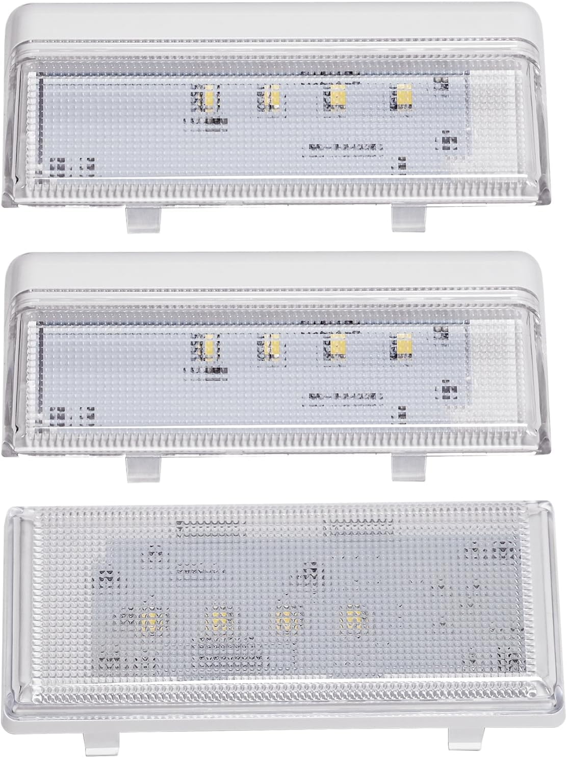 New Upgraded 3-Piece LED Light Set with Conical Lens 2 Pcs W10515057 & 1 Pc W10515058 Compatible with Whirlpool Fridge Light Replacement, Kenmore, Maytag, Refrigerator LED