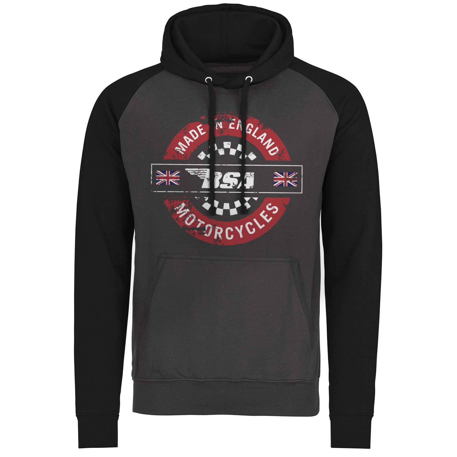 BSA Officially Licensed - Made In England Baseball Hoodie, Large Black