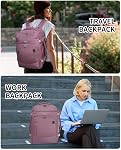 ECOHUB Sac à dos de voyage pour les femmes, 30L Transporter le sac à dos, le sac approuvé par le vol 15.6" Sac à dos pour ordinateur portable, imperméable article personnel sac de voyage avion avec 14 Poches roses