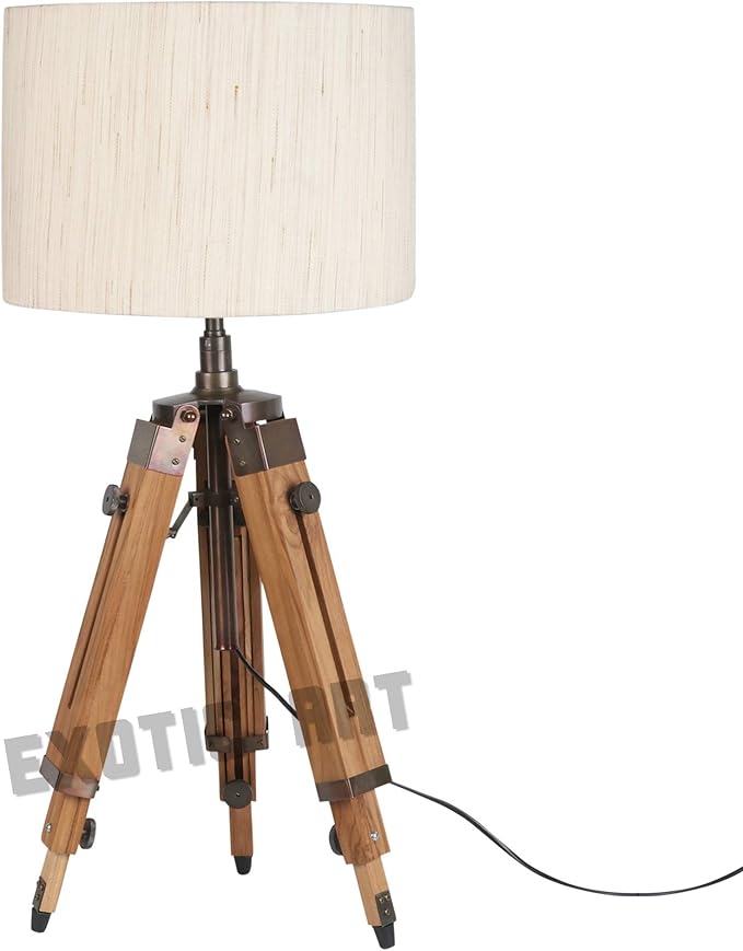 Exotic Art Exotic Art Natuurlijke Houten Statief Lamp Base Vloerlamp (Antiek Bruin Fittings) met E27 Houder Draad Zonder Schaduw photo 2