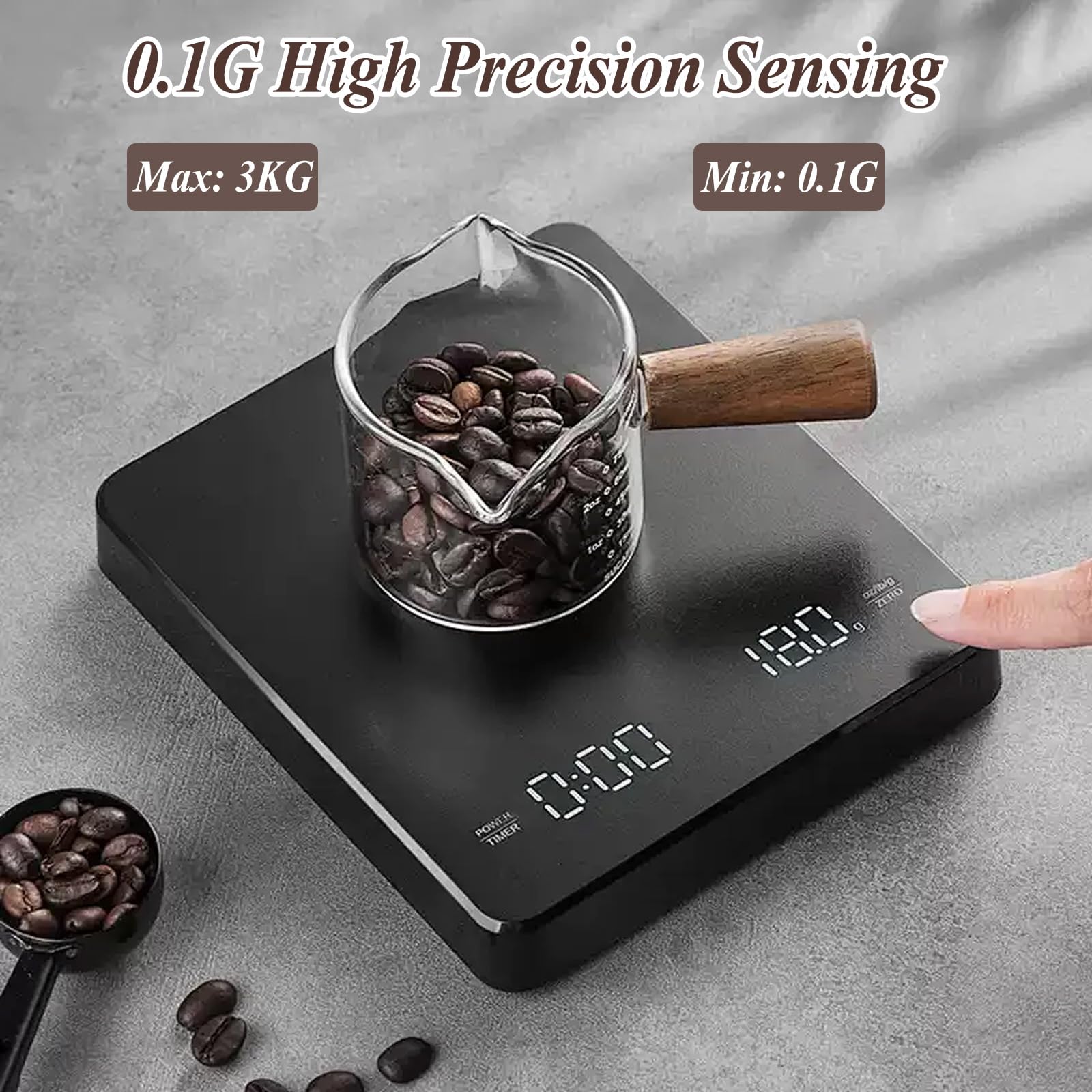 Gaethra Bilancia da Caffè Digitale con Timer, 2kg/0,1g Alta Precisione