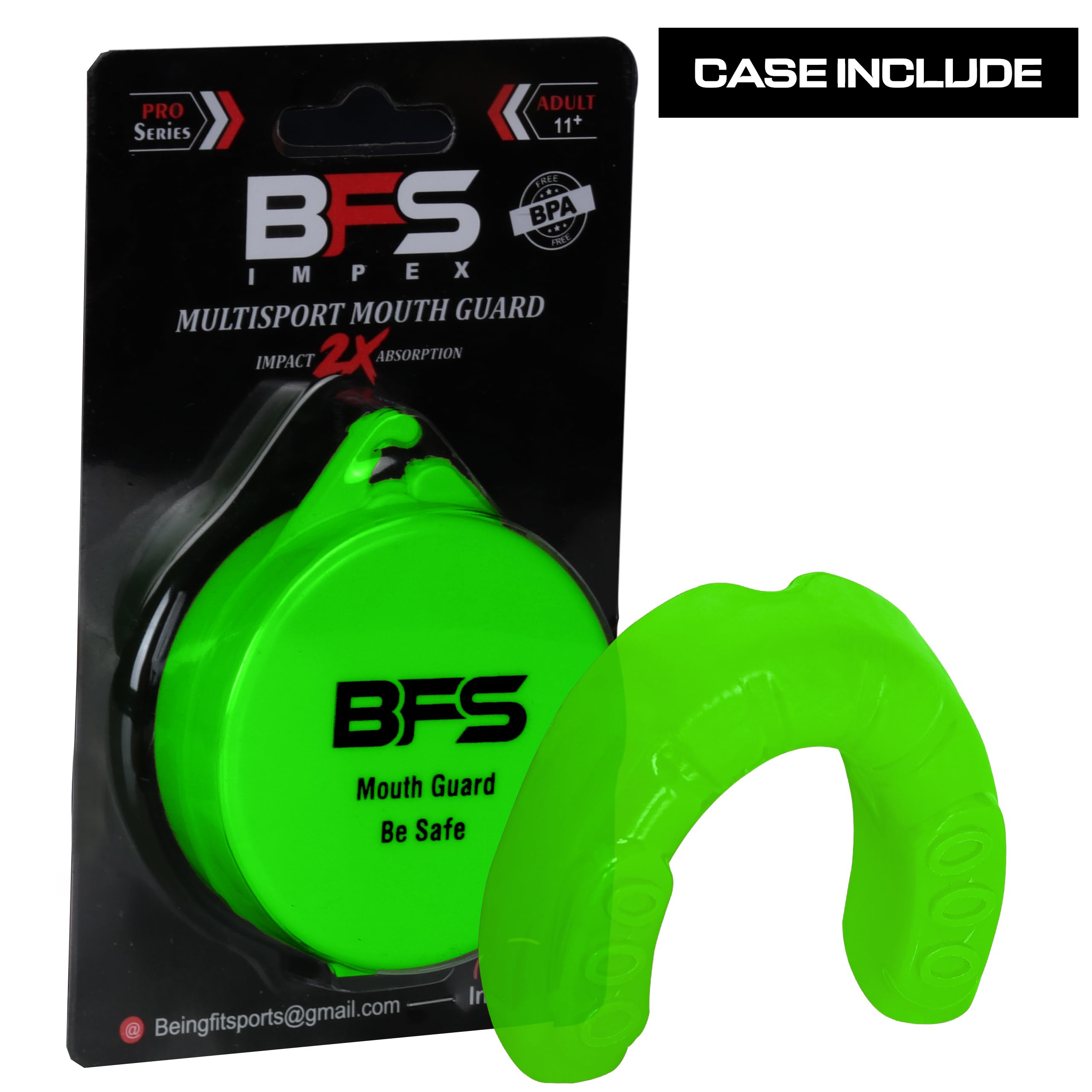 Paradenti sportivo per adulti, ideale per denti, MMA, con custodia, per boxe, karate, rugby, calcio (verde influenza)