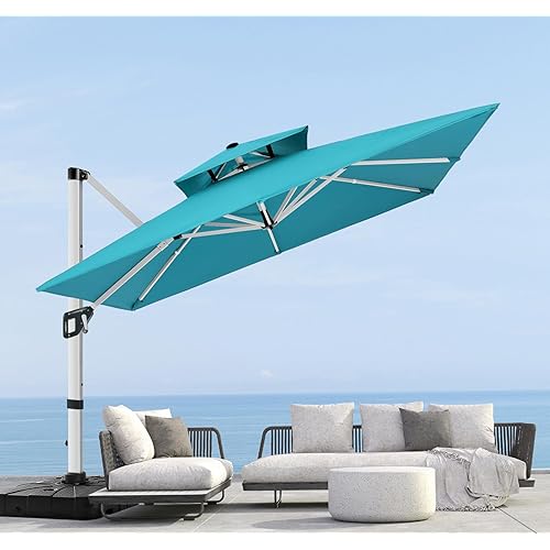 ABCCANOPY Patio Umbrella Cantilever Double Top Outdoor Offset Umbrella with 360° Rotation